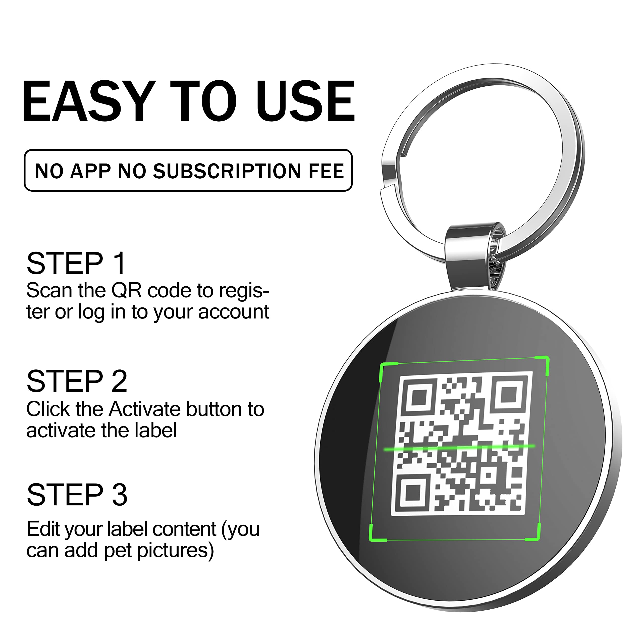 Close-up of DISONTAG QR code pet ID tag waterproof and durable