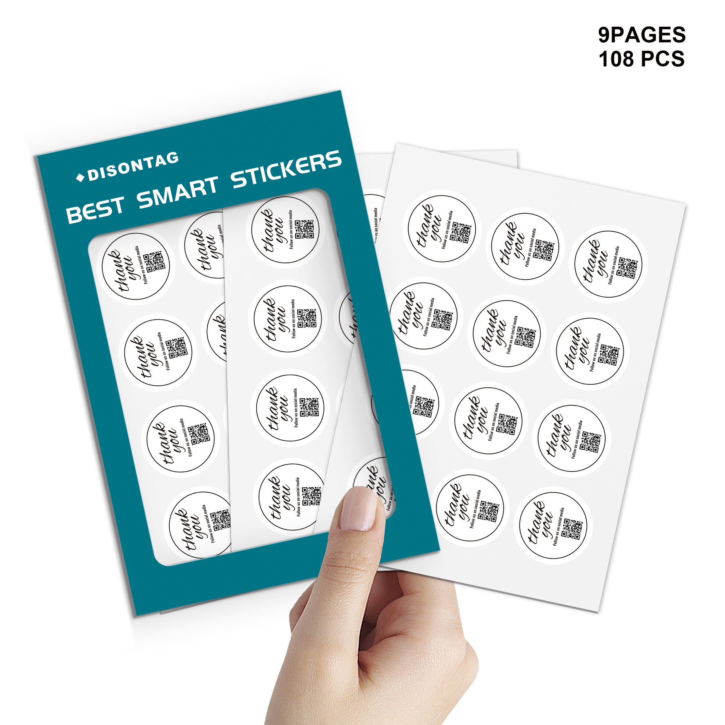 QR Thank You Stickers 108 PCS-white