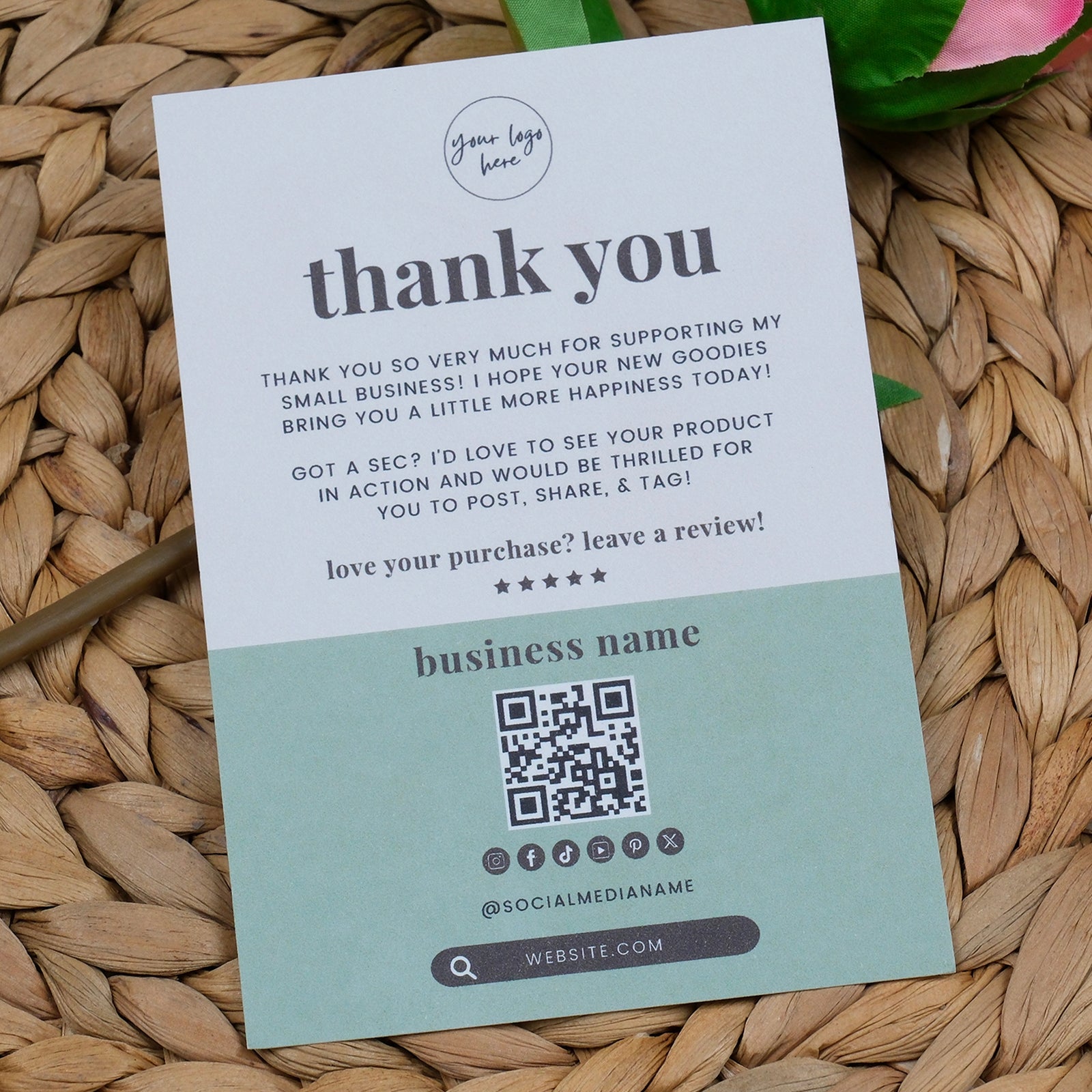 DISONTAG Small Business Editable Thank You Card - T22