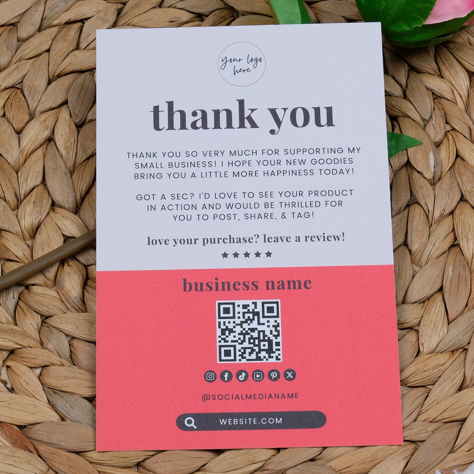 DISONTAG Small Business Editable Thank You Card - T23