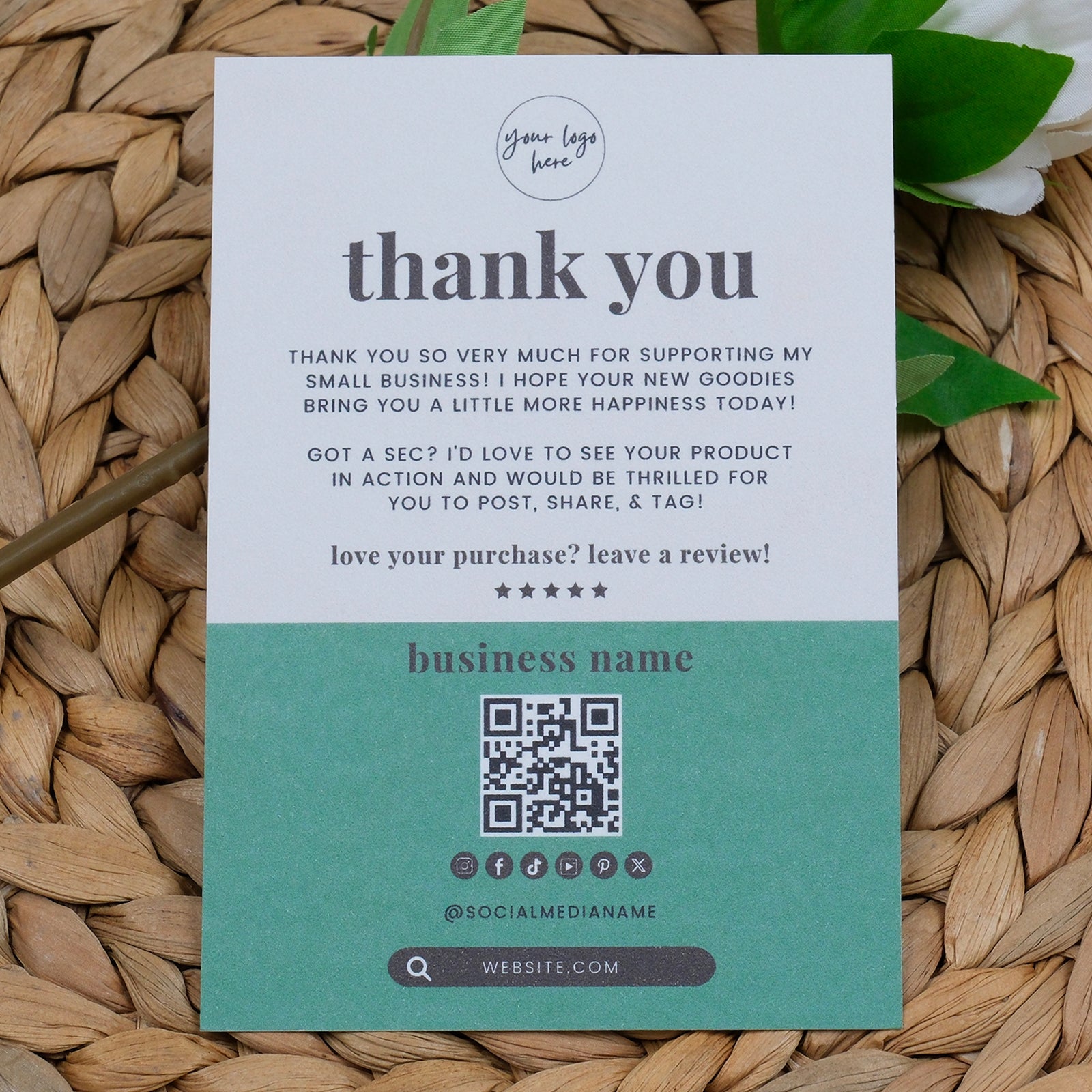 DISONTAG Small Business Editable Thank You Card - T24
