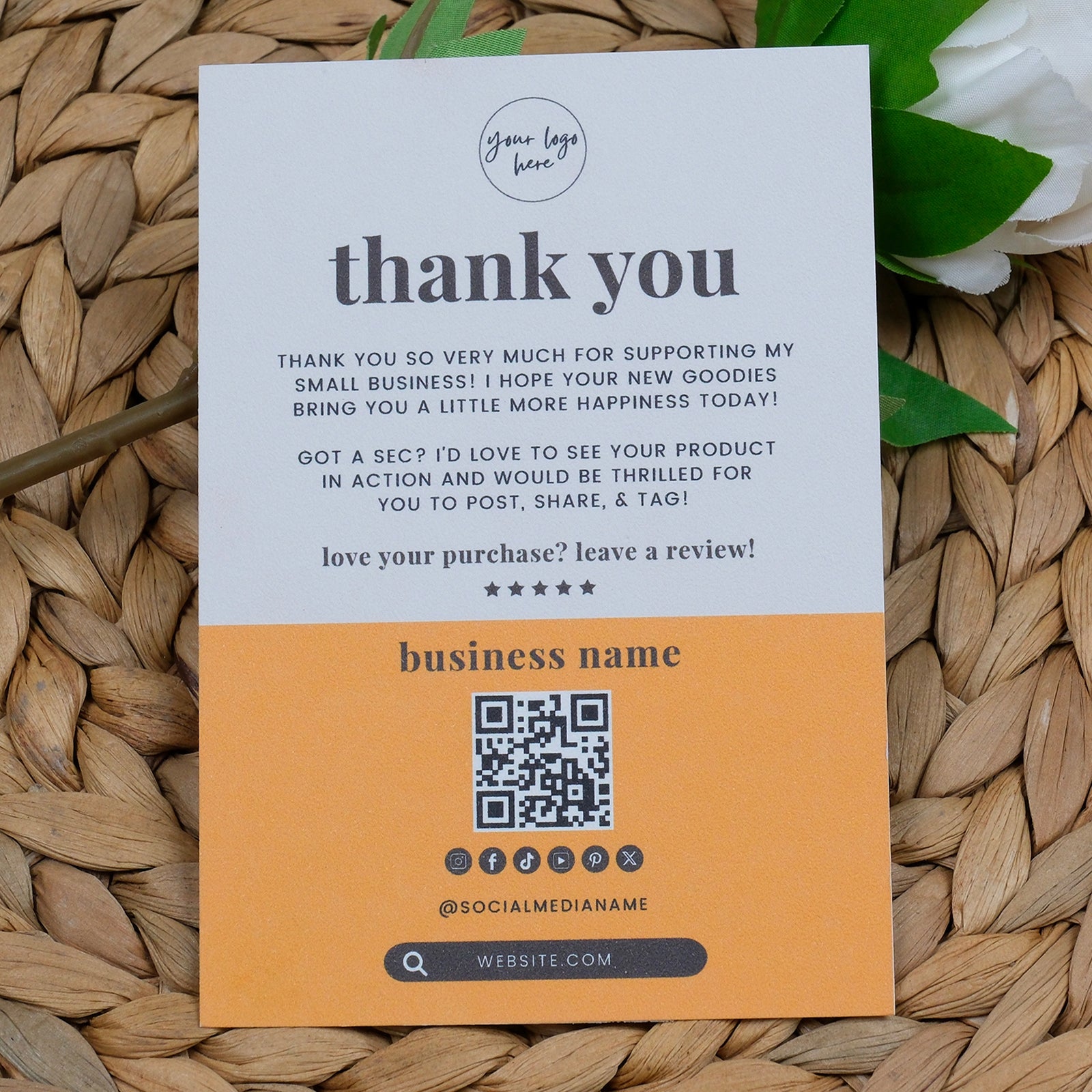DISONTAG Small Business Editable Thank You Card - T25