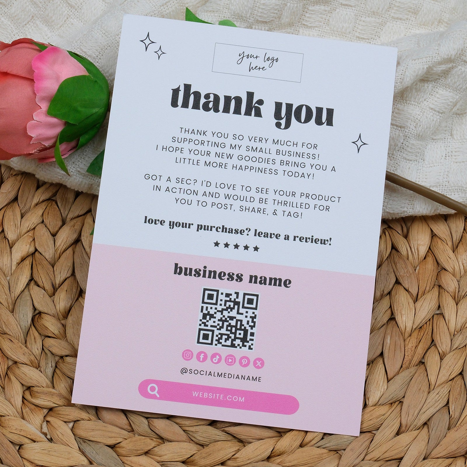 DISONTAG Small Business Editable Thank You Card - T26