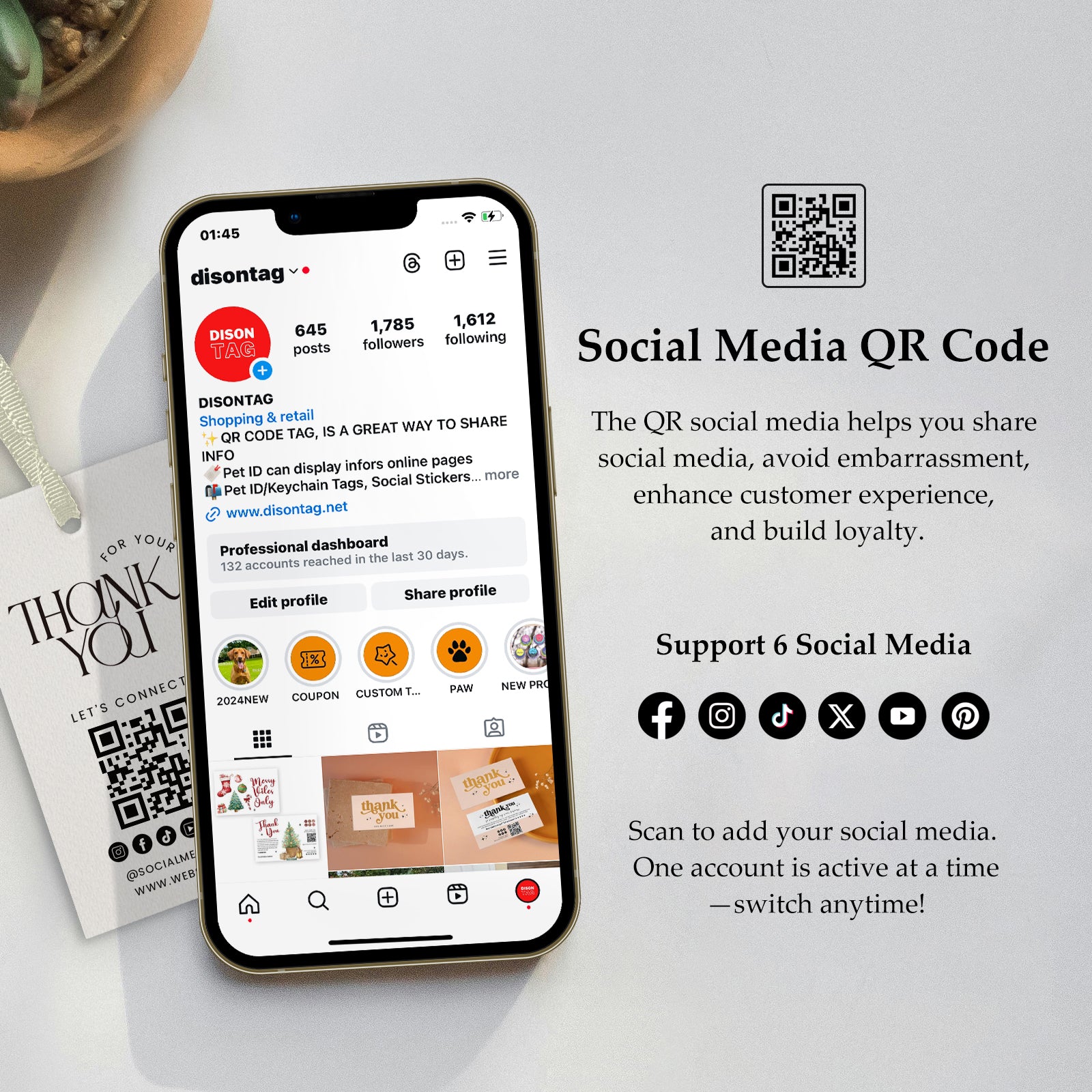 DISONTAG QR Code Editable Thank You Card Hang Tags - H10