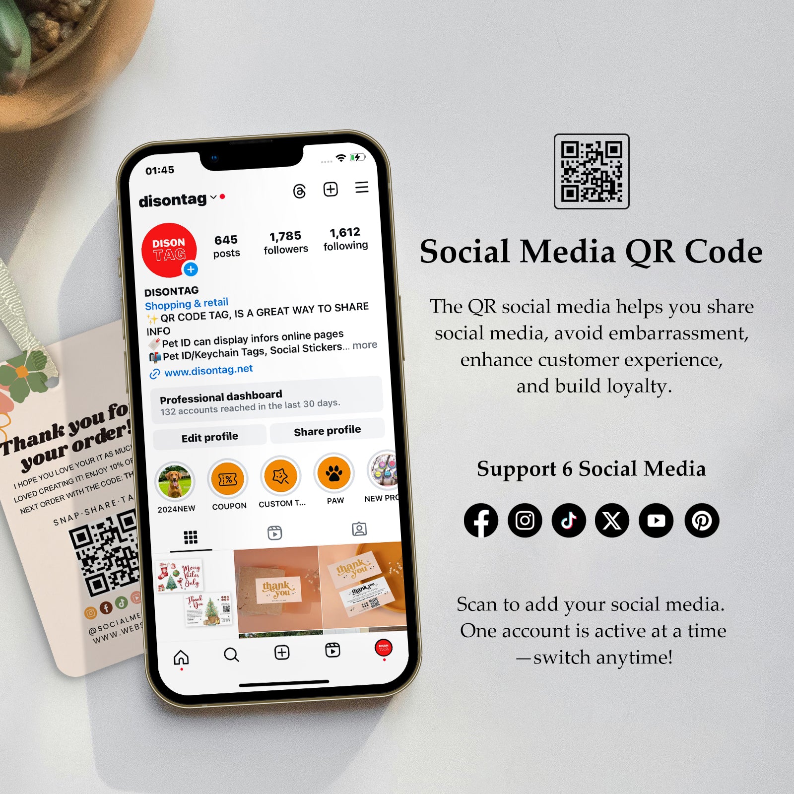 DISONTAG QR Code Editable Thank You Card Hang Tags - H11