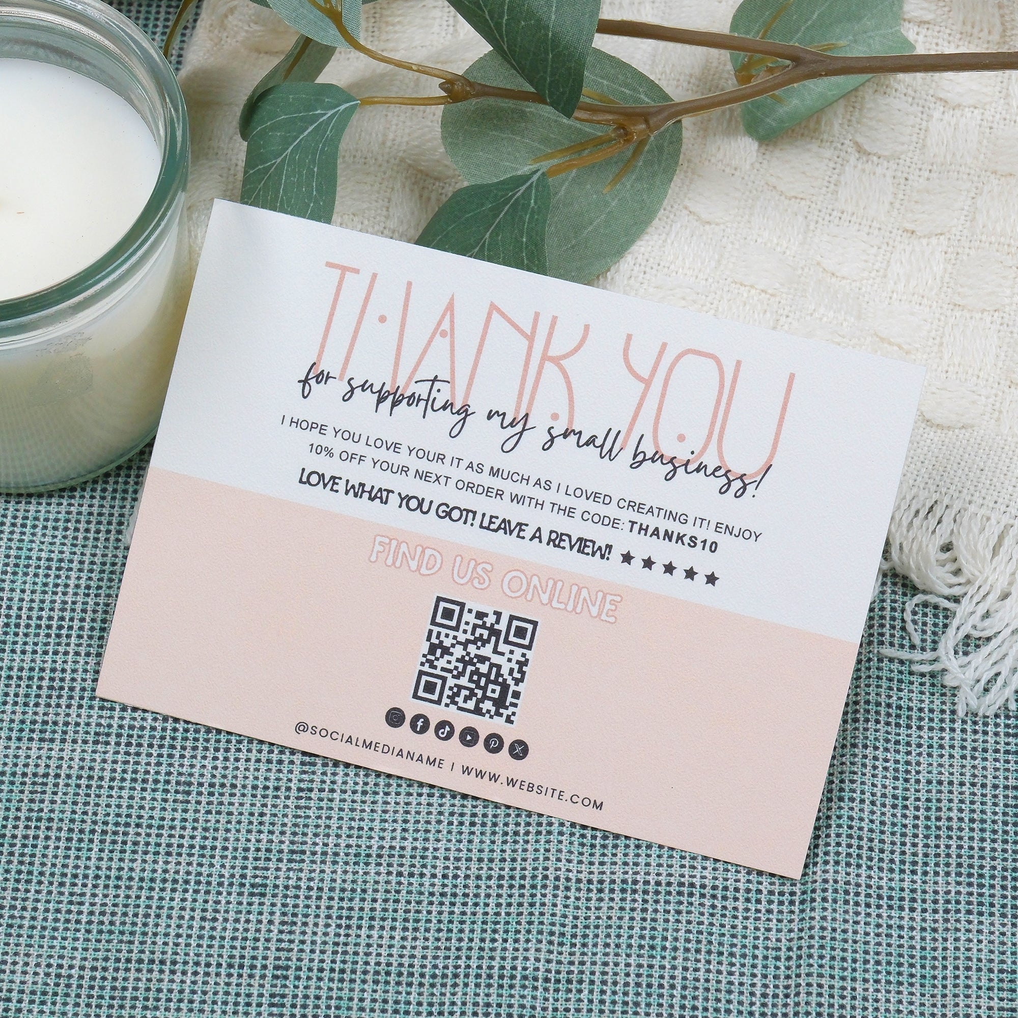 DISONTAG Small Business Editable Thank You Card - T17