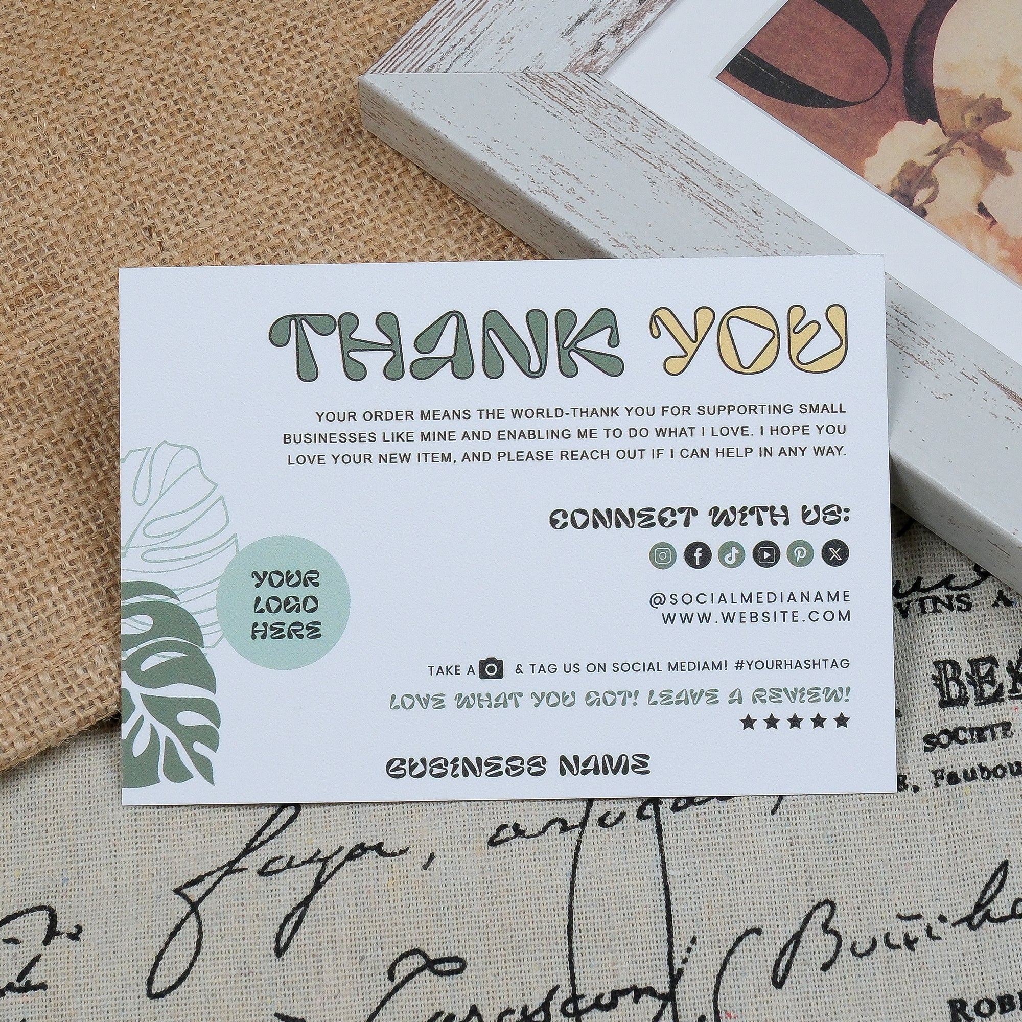 DISONTAG Small Business Editable Thank You Card - T19