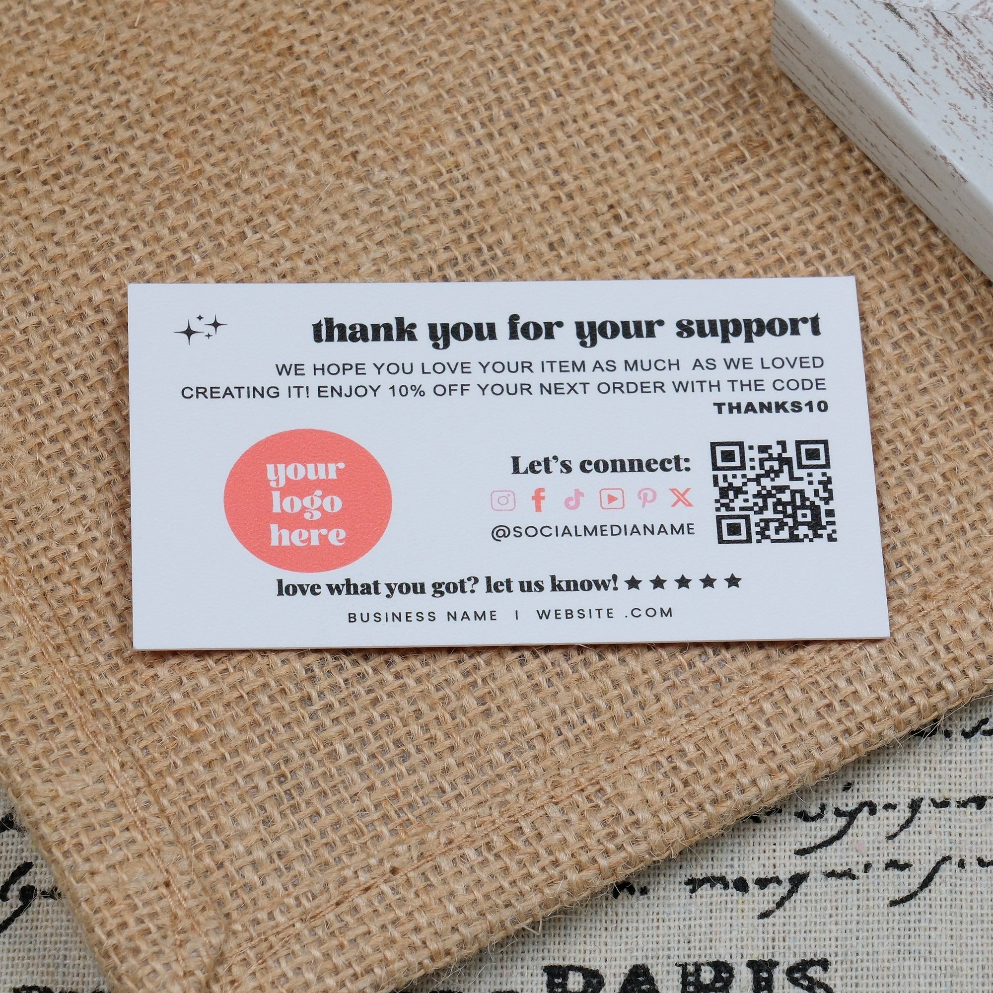 DISONTAG Small Business Editable Thank You Card - T7