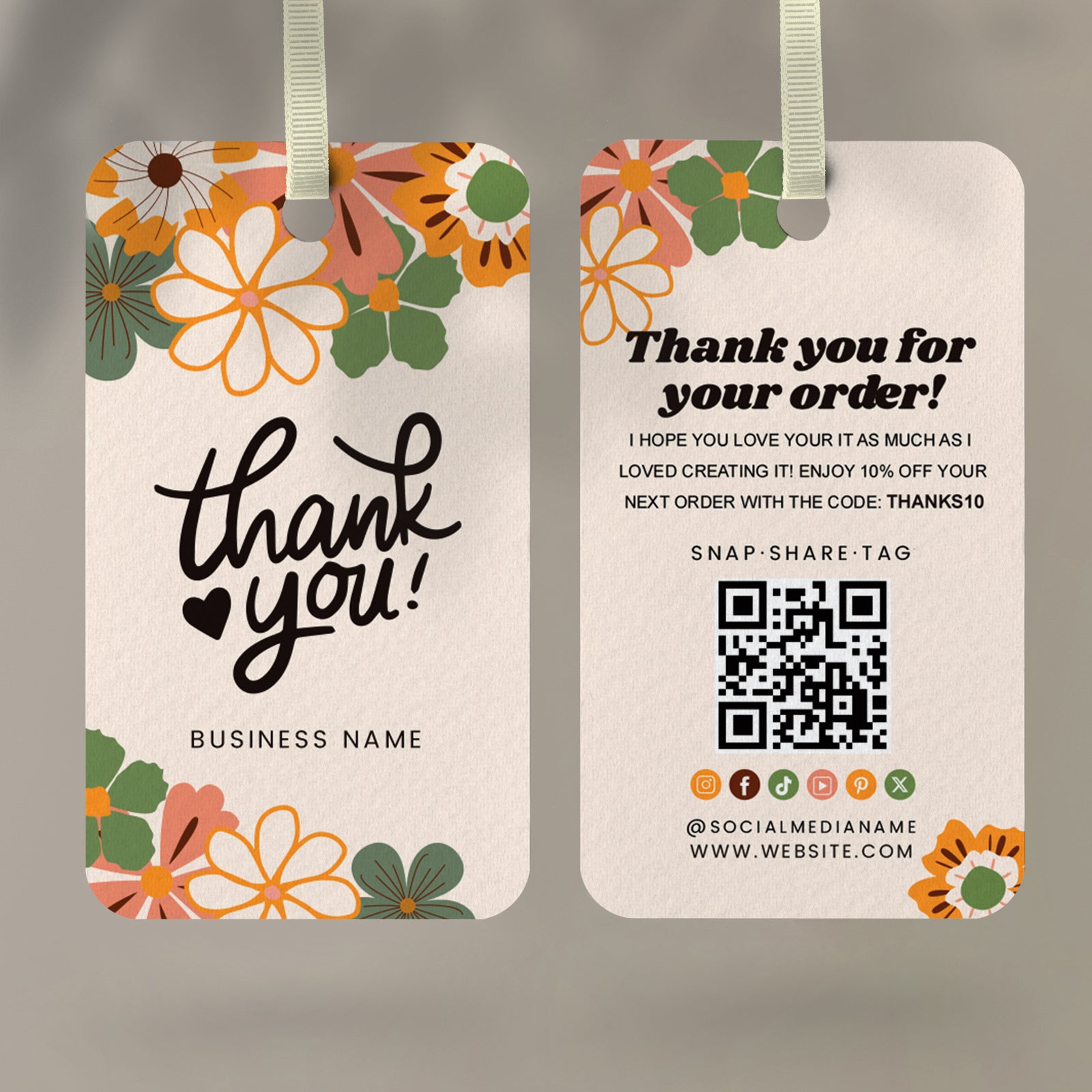 DISONTAG QR Code Editable Thank You Card Hang Tags - H11