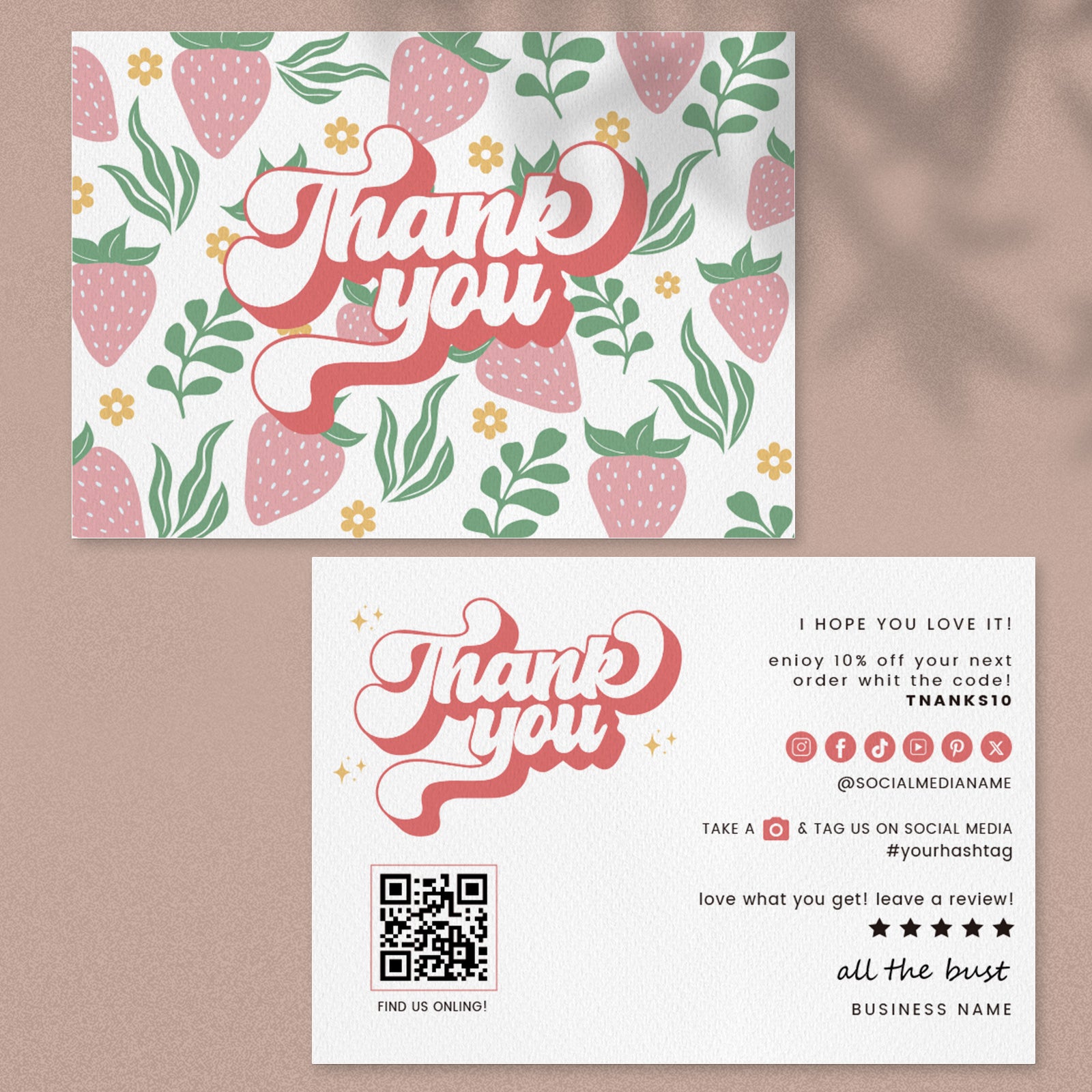 DISONTAG Small Business Editable Thank You Card - T18