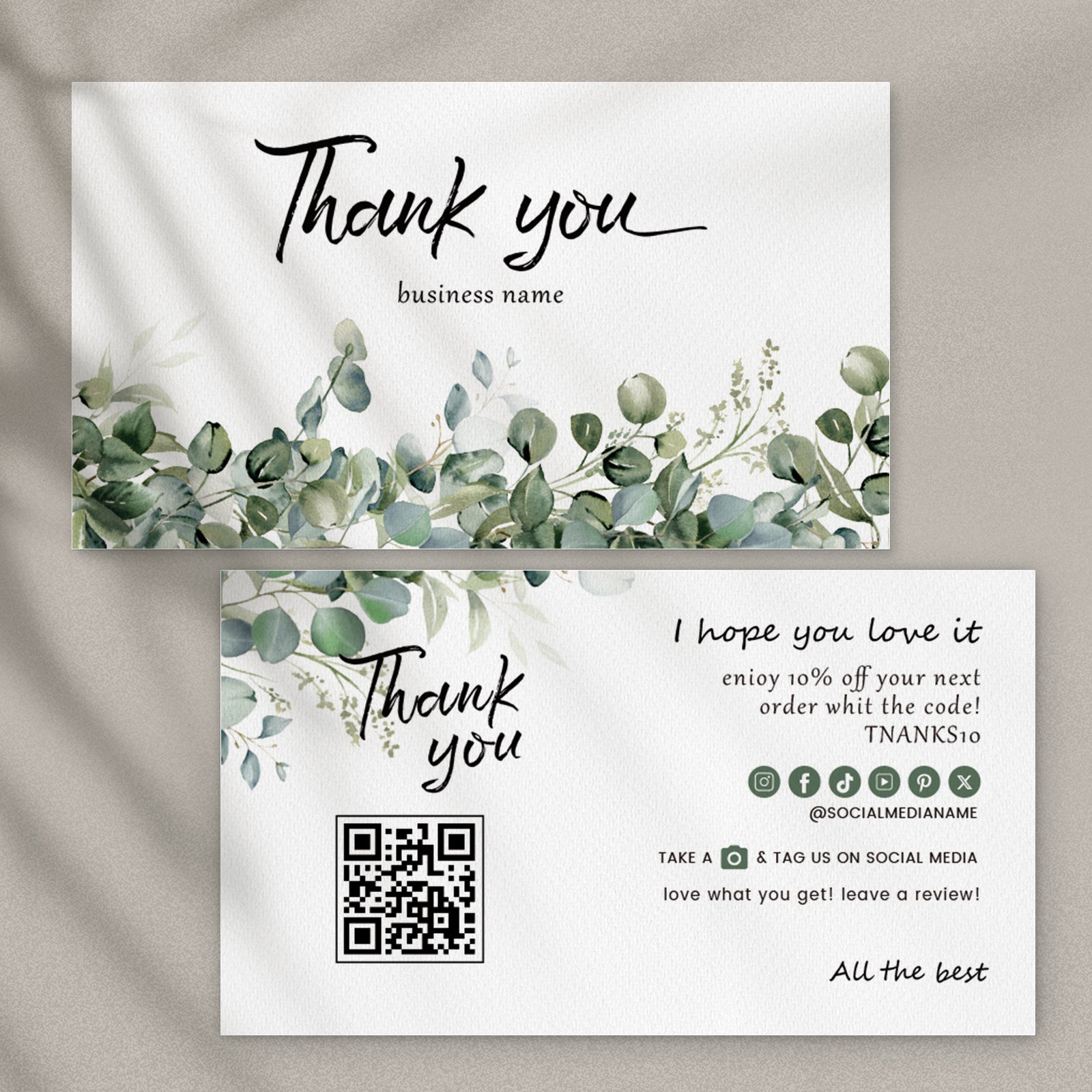 DISONTAG Small Business Editable Thank You Card - T9