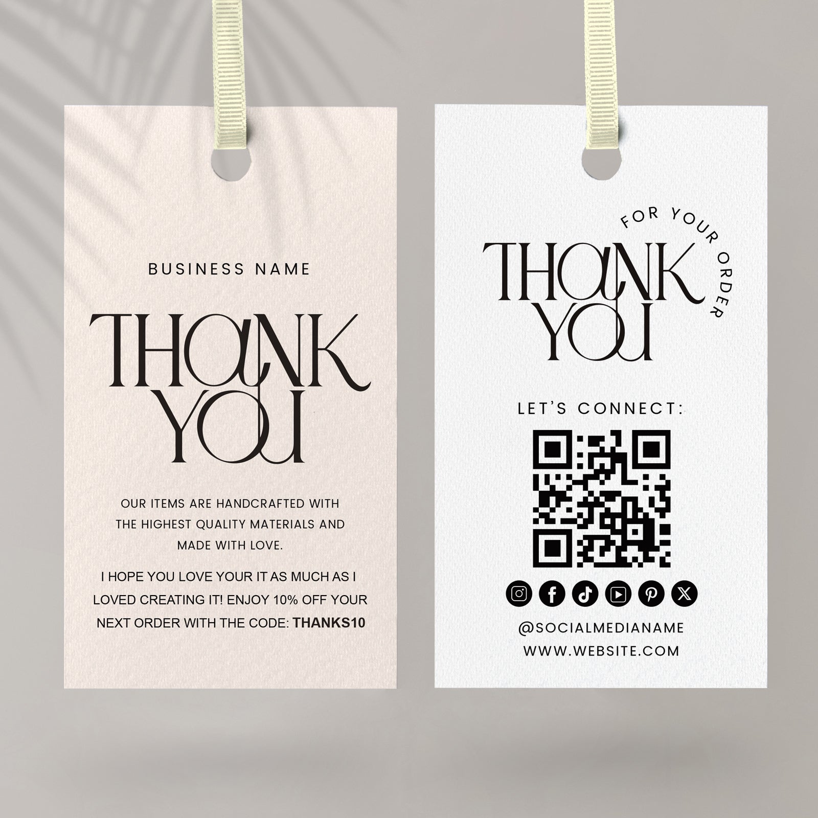 DISONTAG QR Code Editable Thank You Card Hang Tags - H10