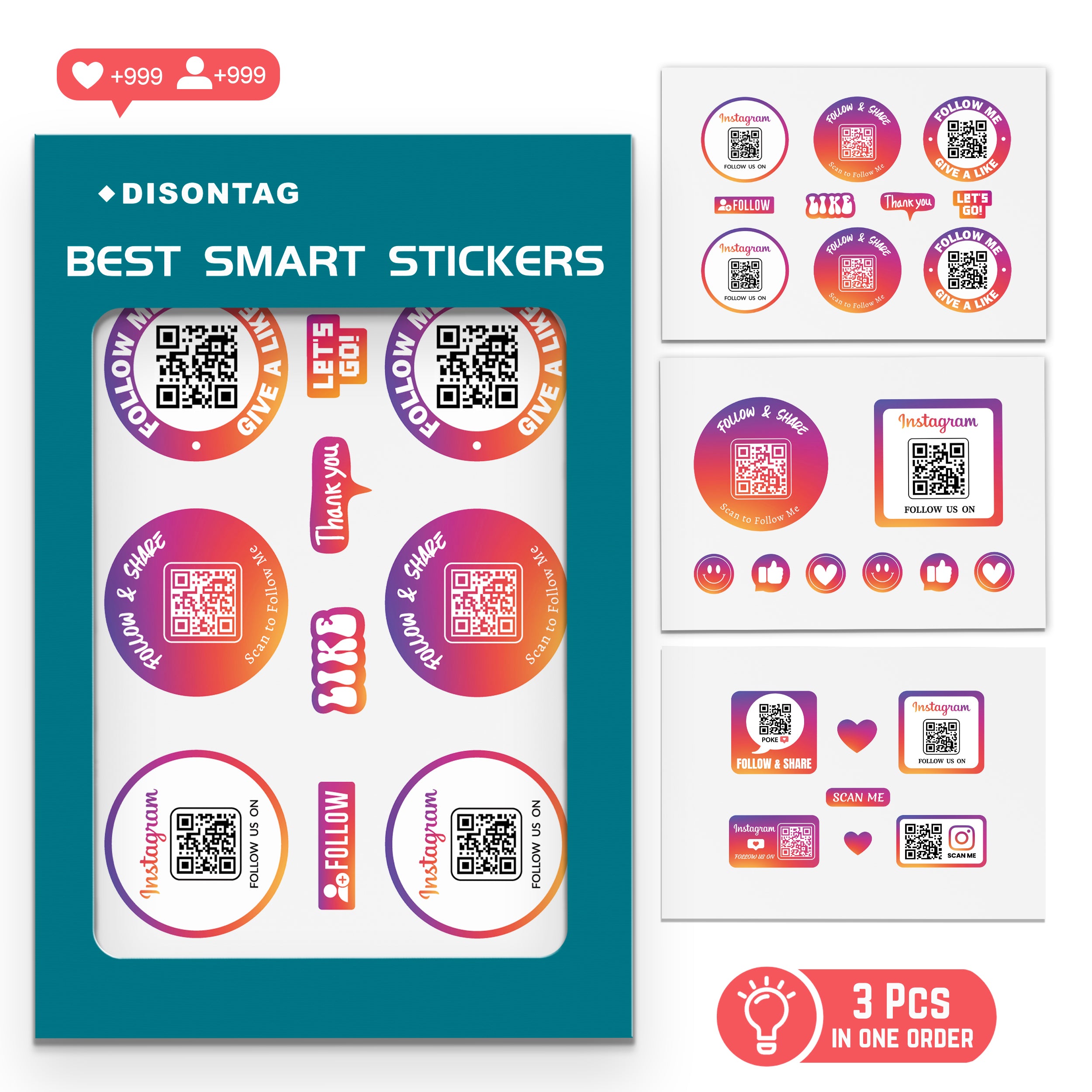 Instagram QR Social Media Stickers 25PCS