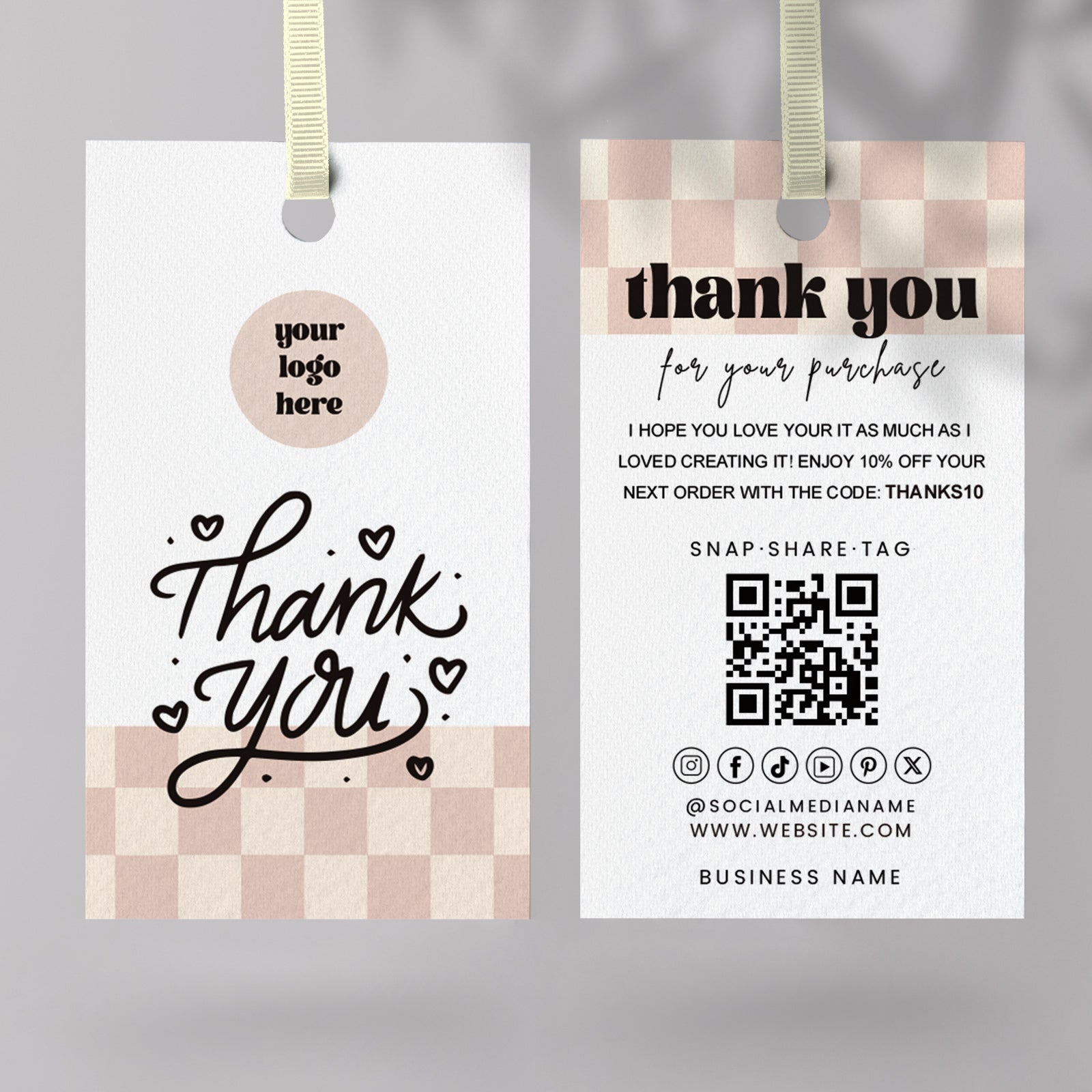 DISONTAG QR Code Editable Thank You Card Hang Tags - H9