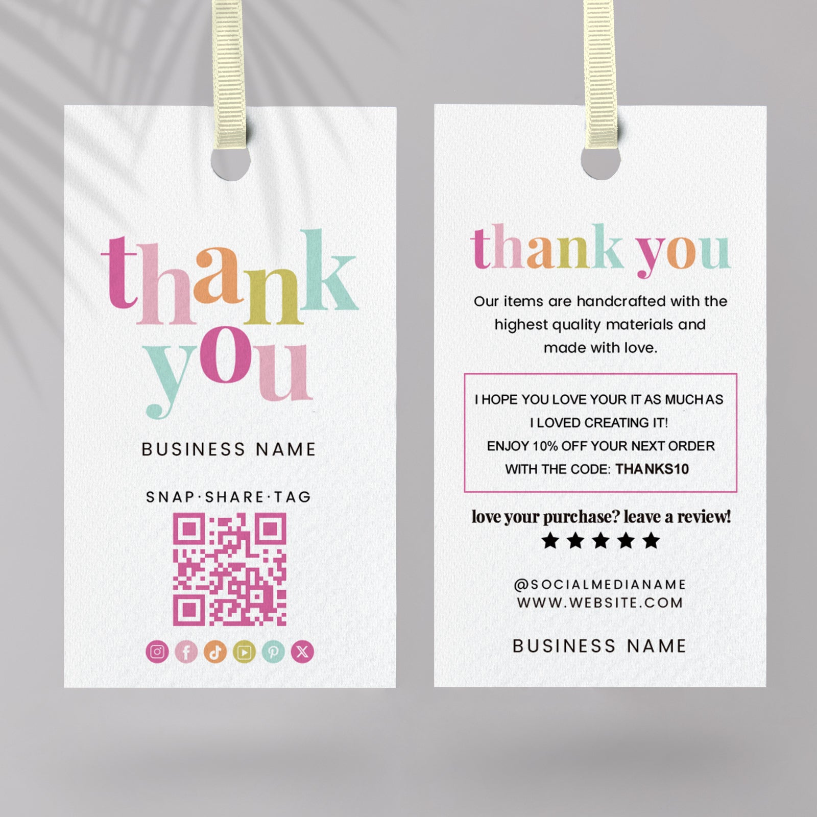DISONTAG QR Code Editable Thank You Card Hang Tags - H8