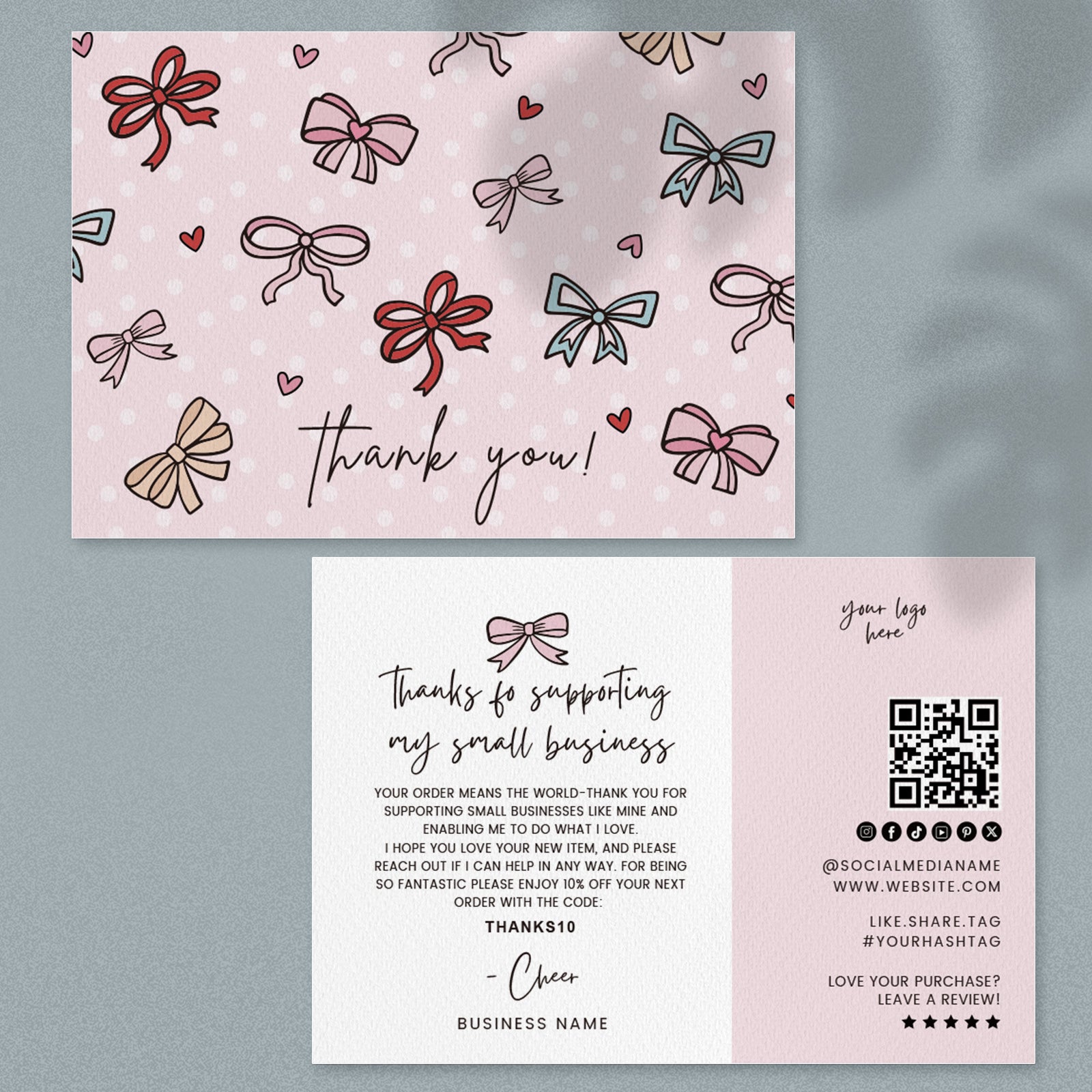 DISONTAG Small Business Editable Thank You Card - T16