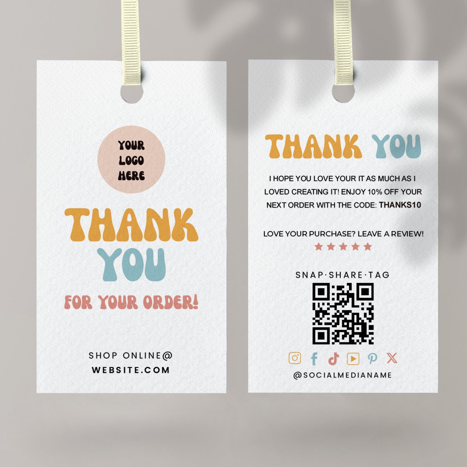DISONTAG QR Code Editable Thank You Card Hang Tags - H5