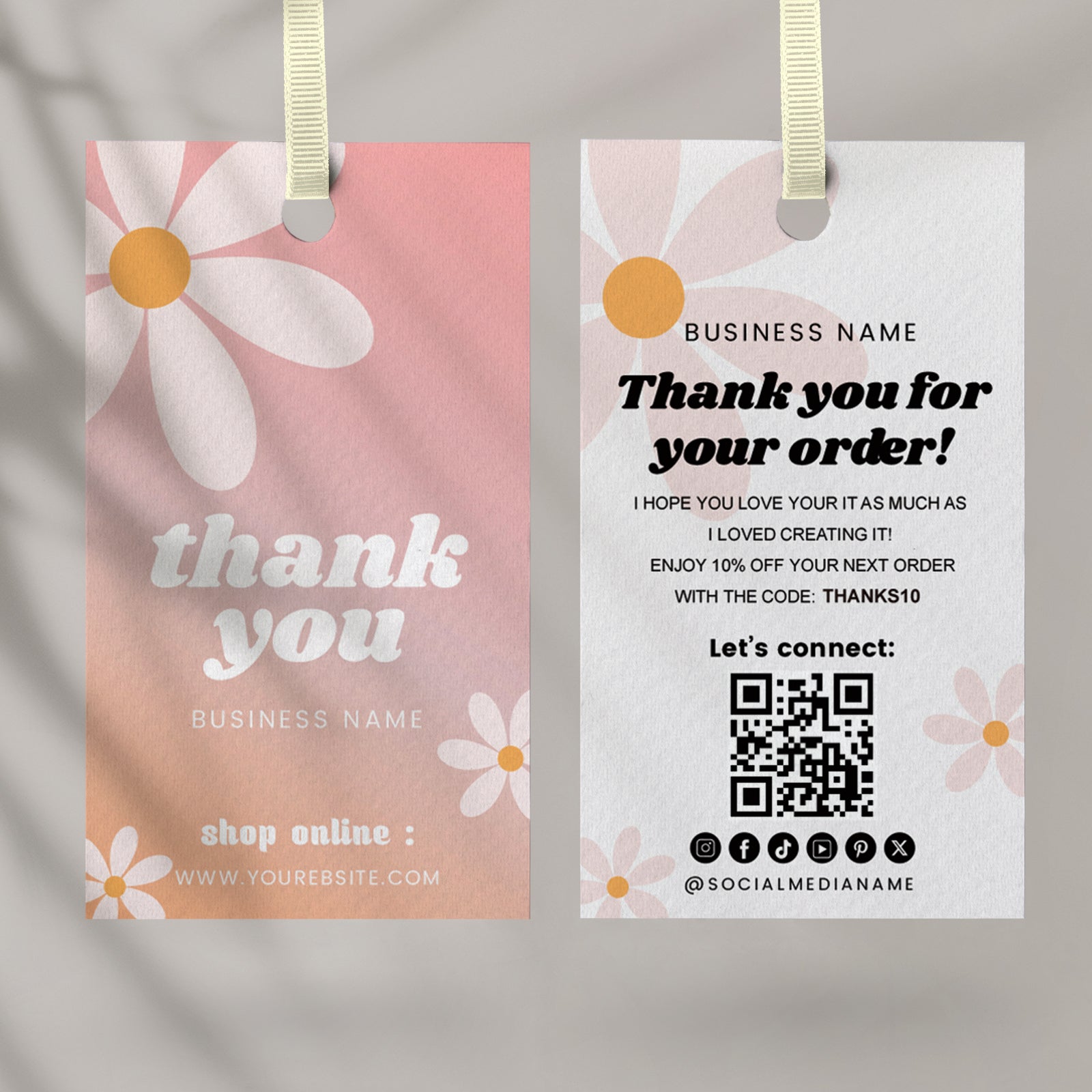 DISONTAG QR Code Editable Thank You Card Hang Tags - H6