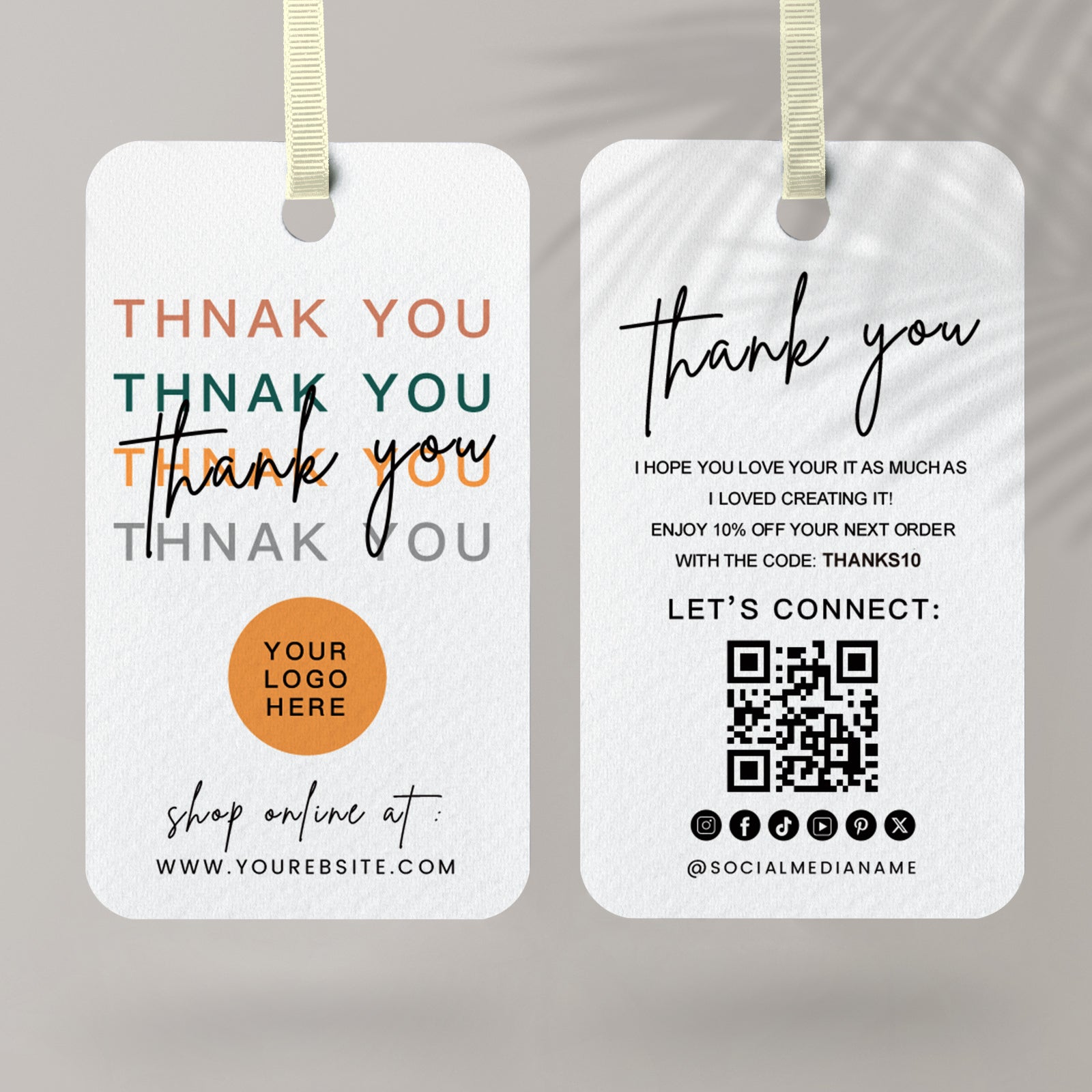 DISONTAG QR Code Editable Thank You Card Hang Tags - H12