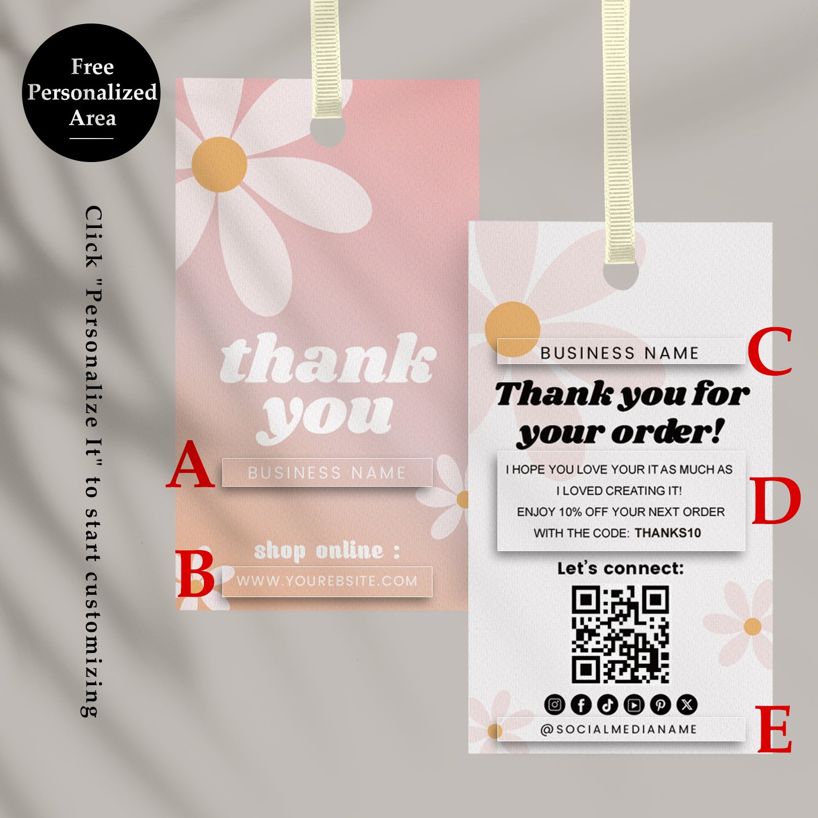 DISONTAG QR Code Editable Thank You Card Hang Tags - H6