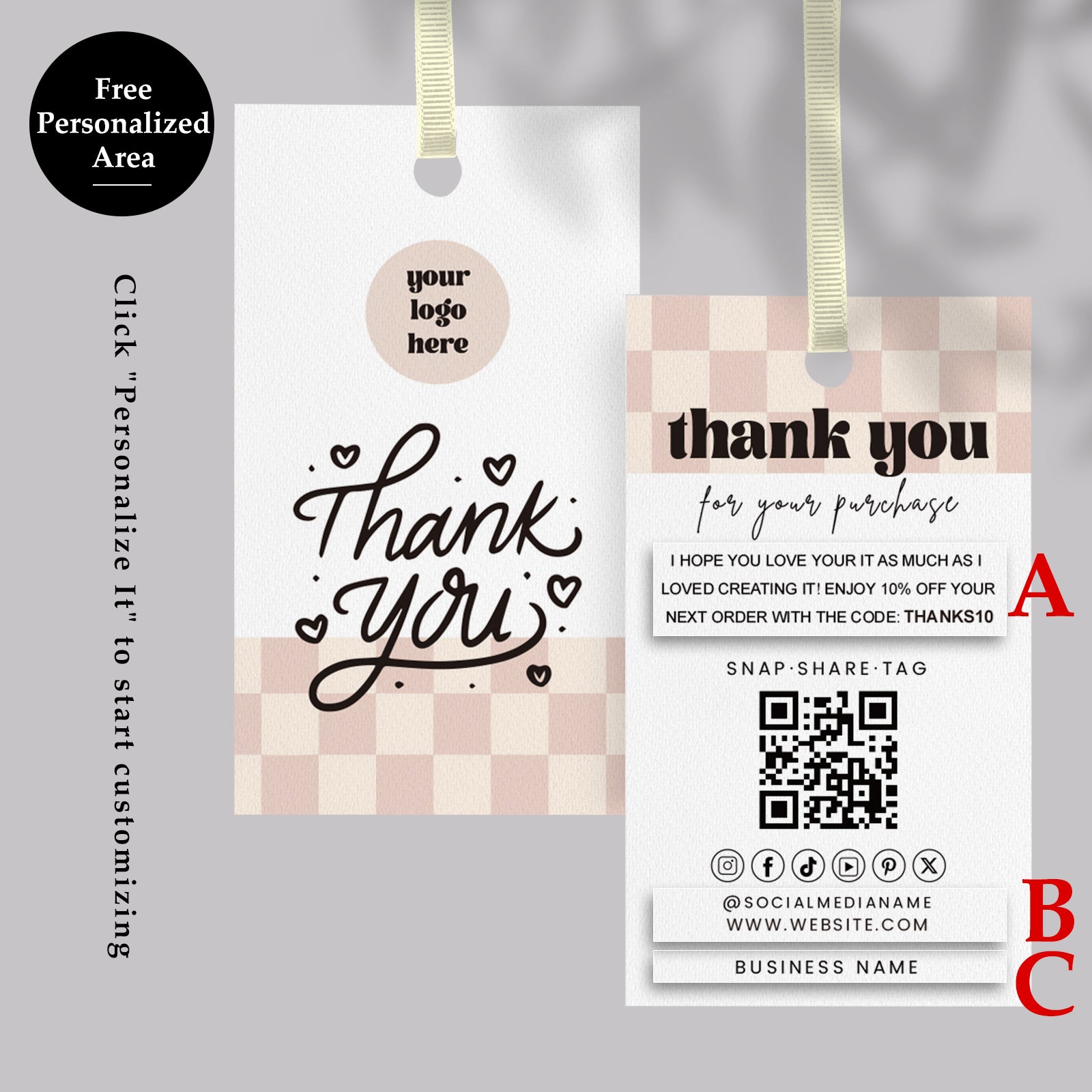 DISONTAG QR Code Editable Thank You Card Hang Tags - H9