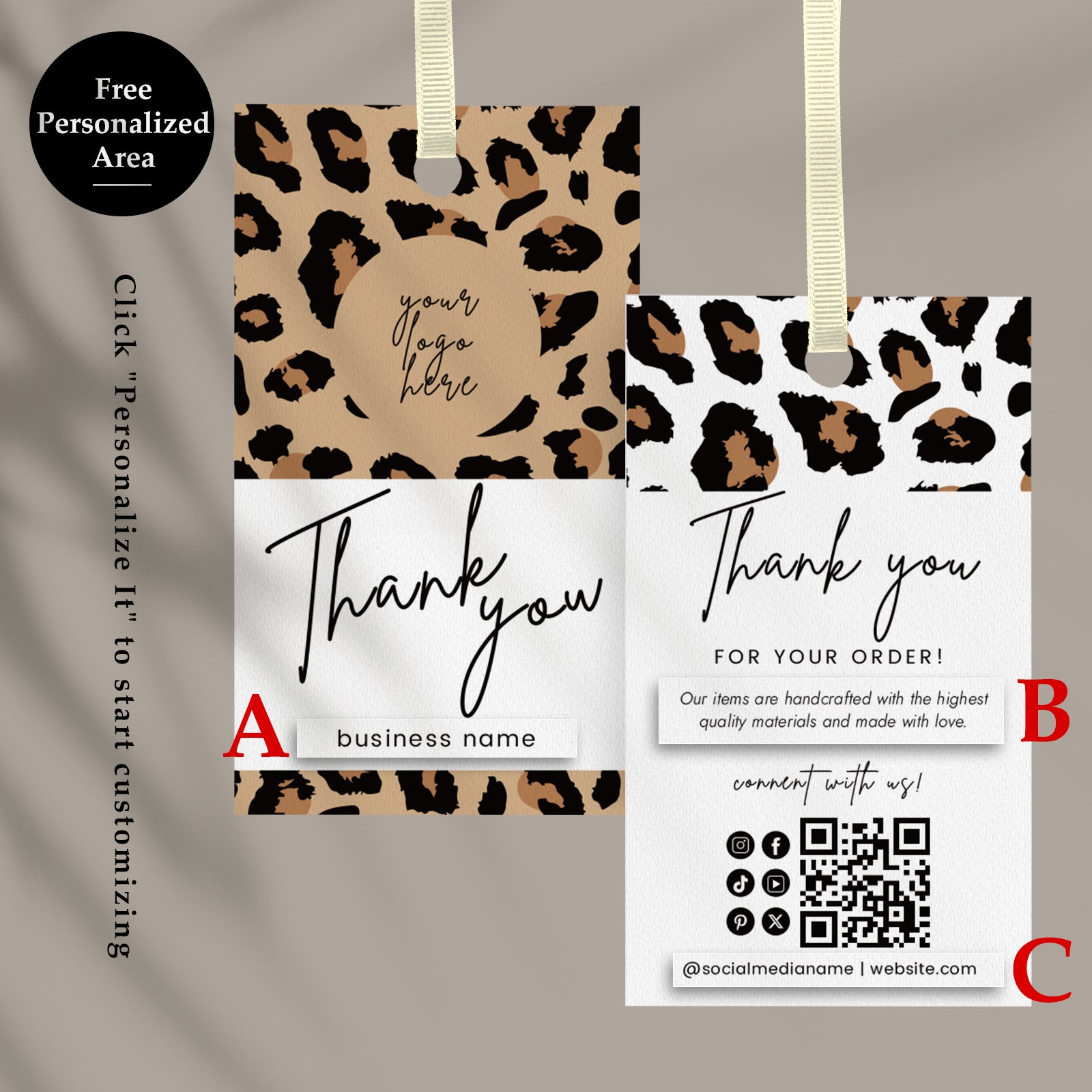DISONTAG QR Code Editable Thank You Card Hang Tags - H2