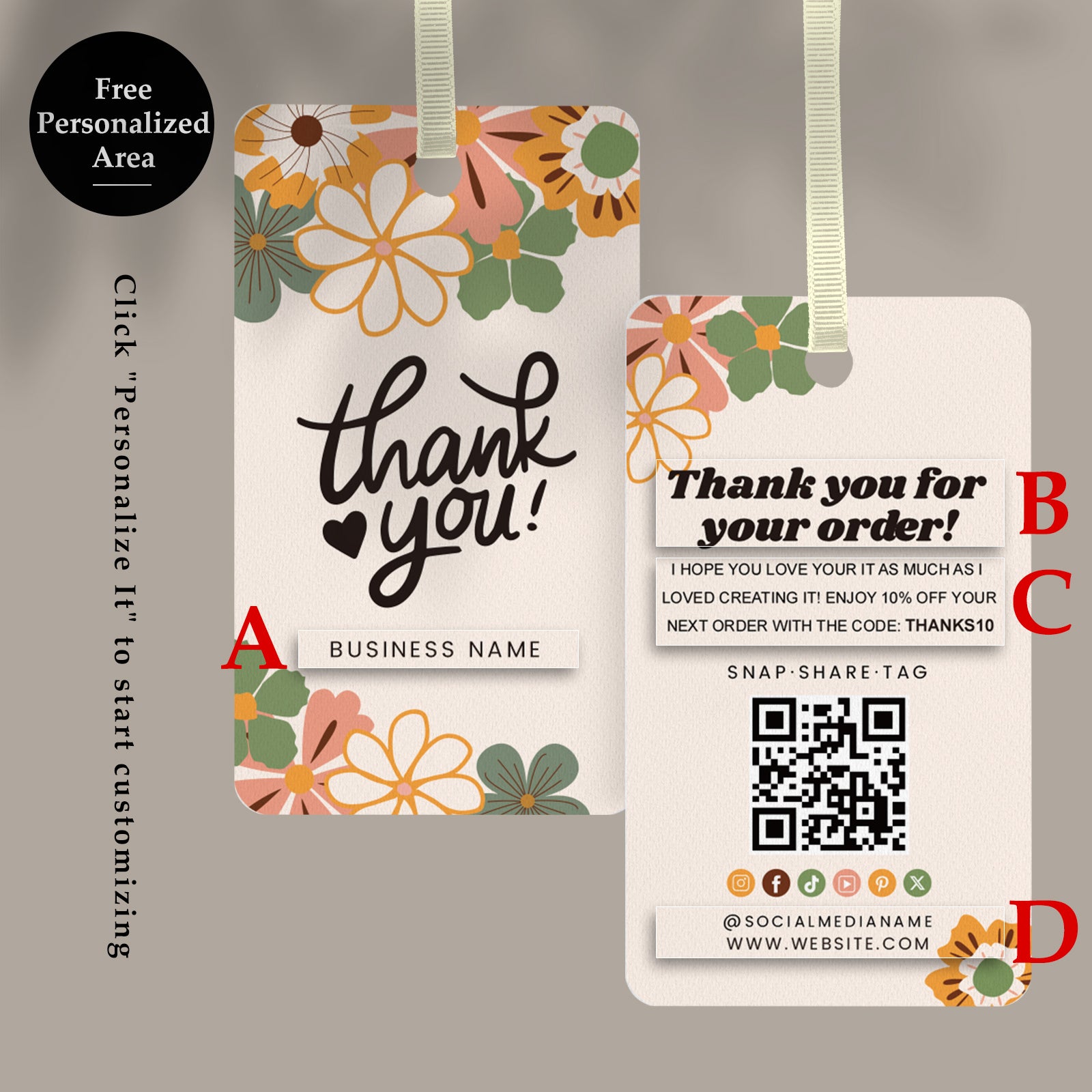 DISONTAG QR Code Editable Thank You Card Hang Tags - H11