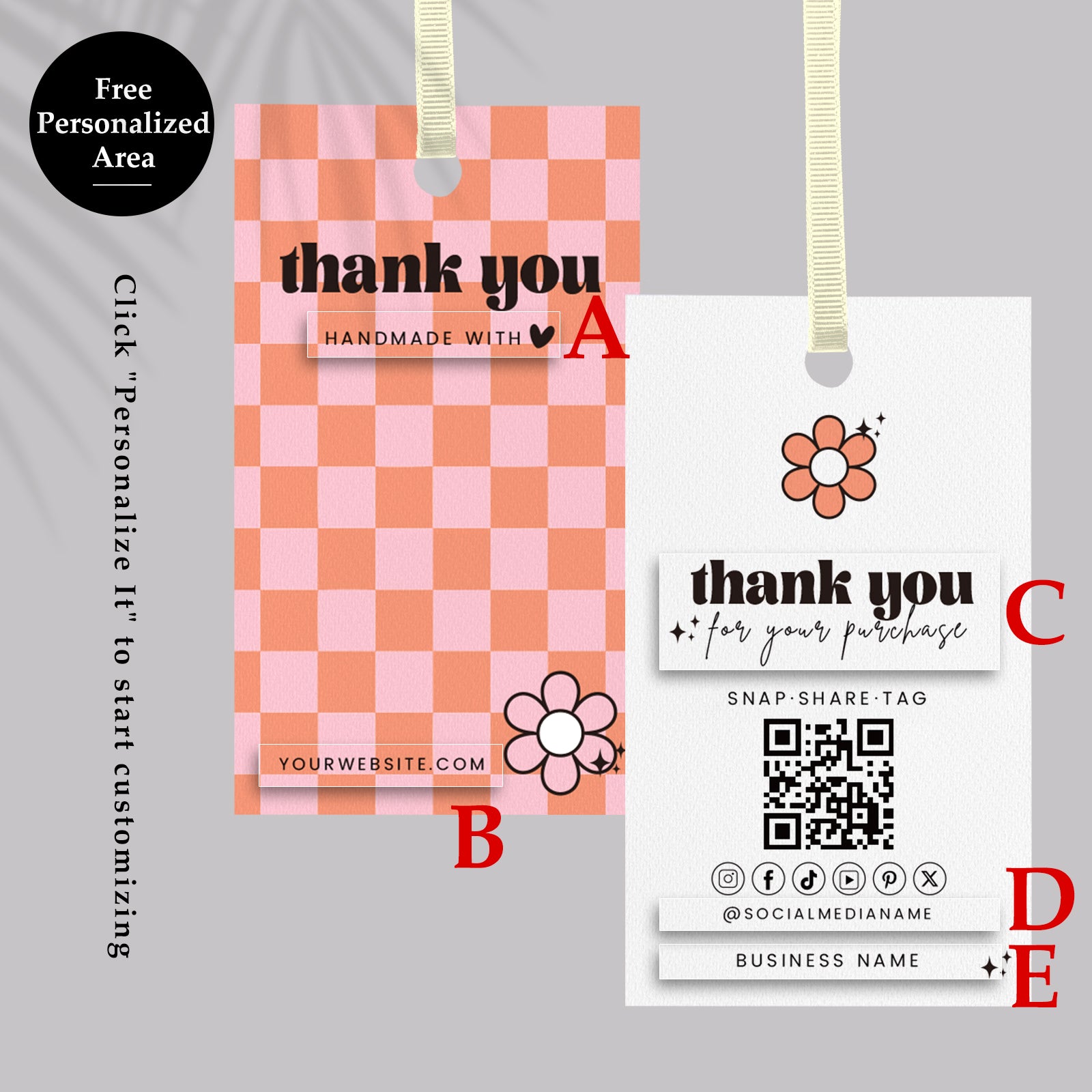 DISONTAG QR Code Editable Thank You Card Hang Tags- H1