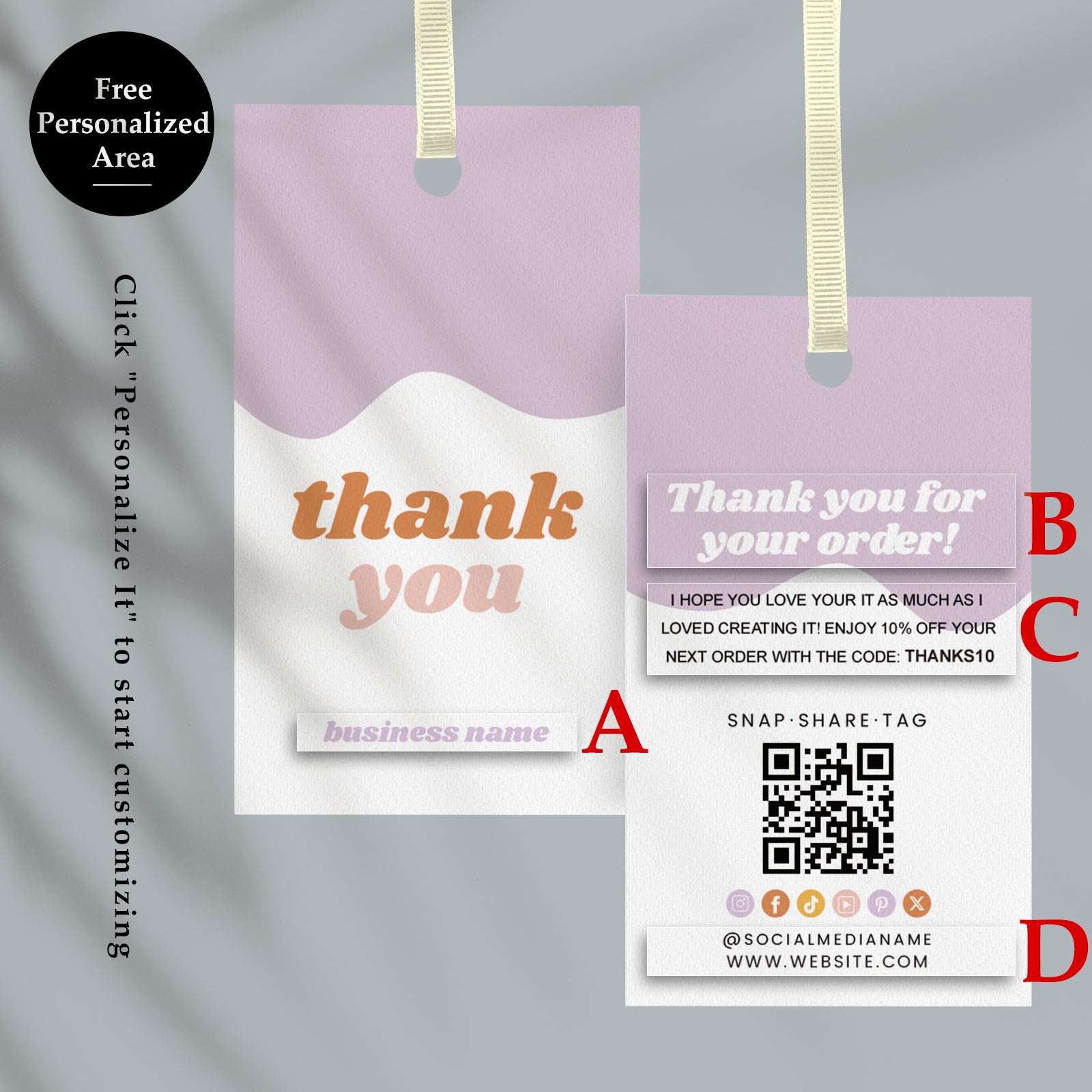 DISONTAG QR Code Editable Thank You Card Hang Tags - H4
