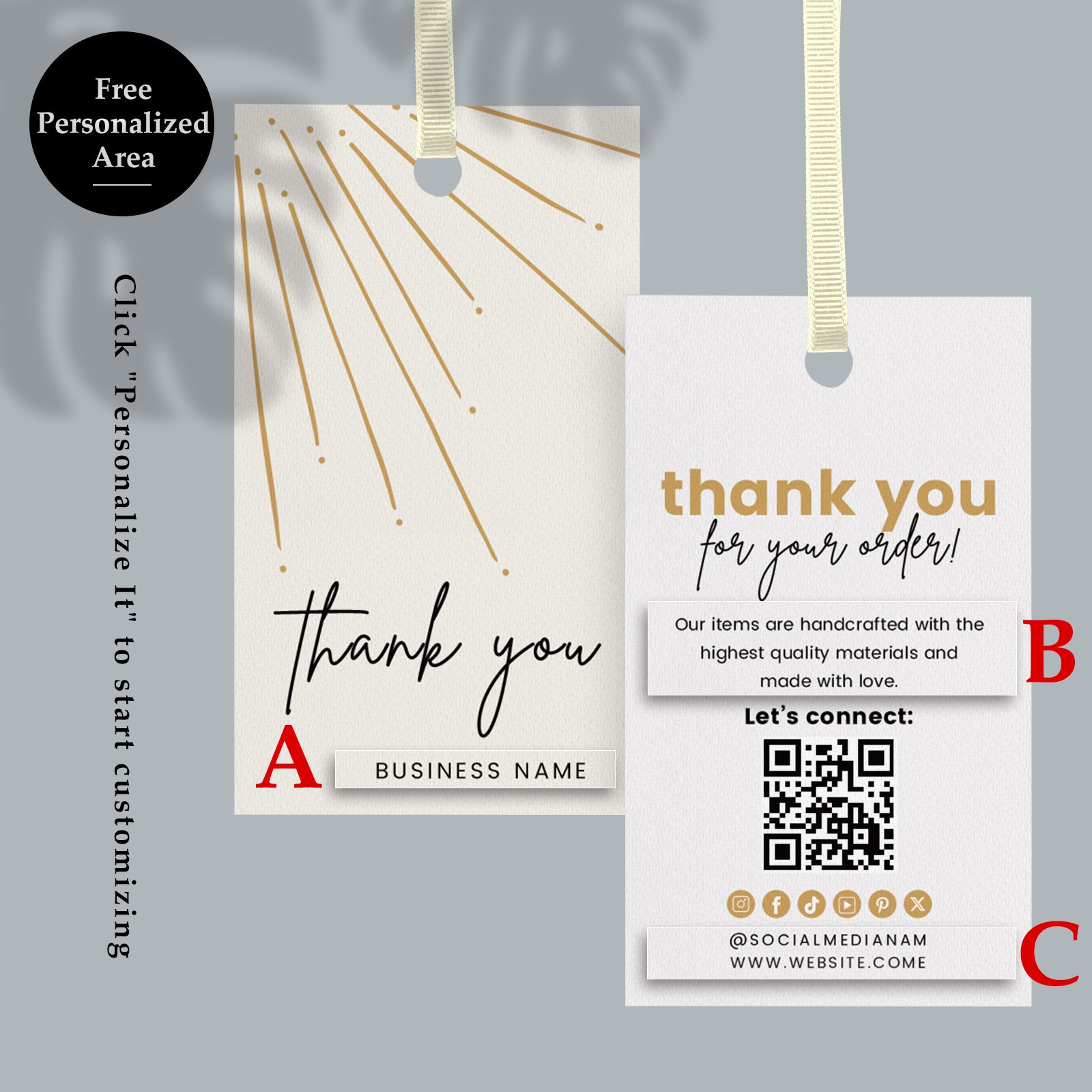 DISONTAG QR Code Editable Thank You Card Hang Tags - H7