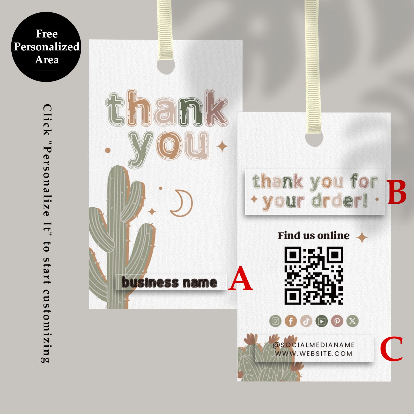 DISONTAG QR Code Editable Thank You Card Hang Tags - H3