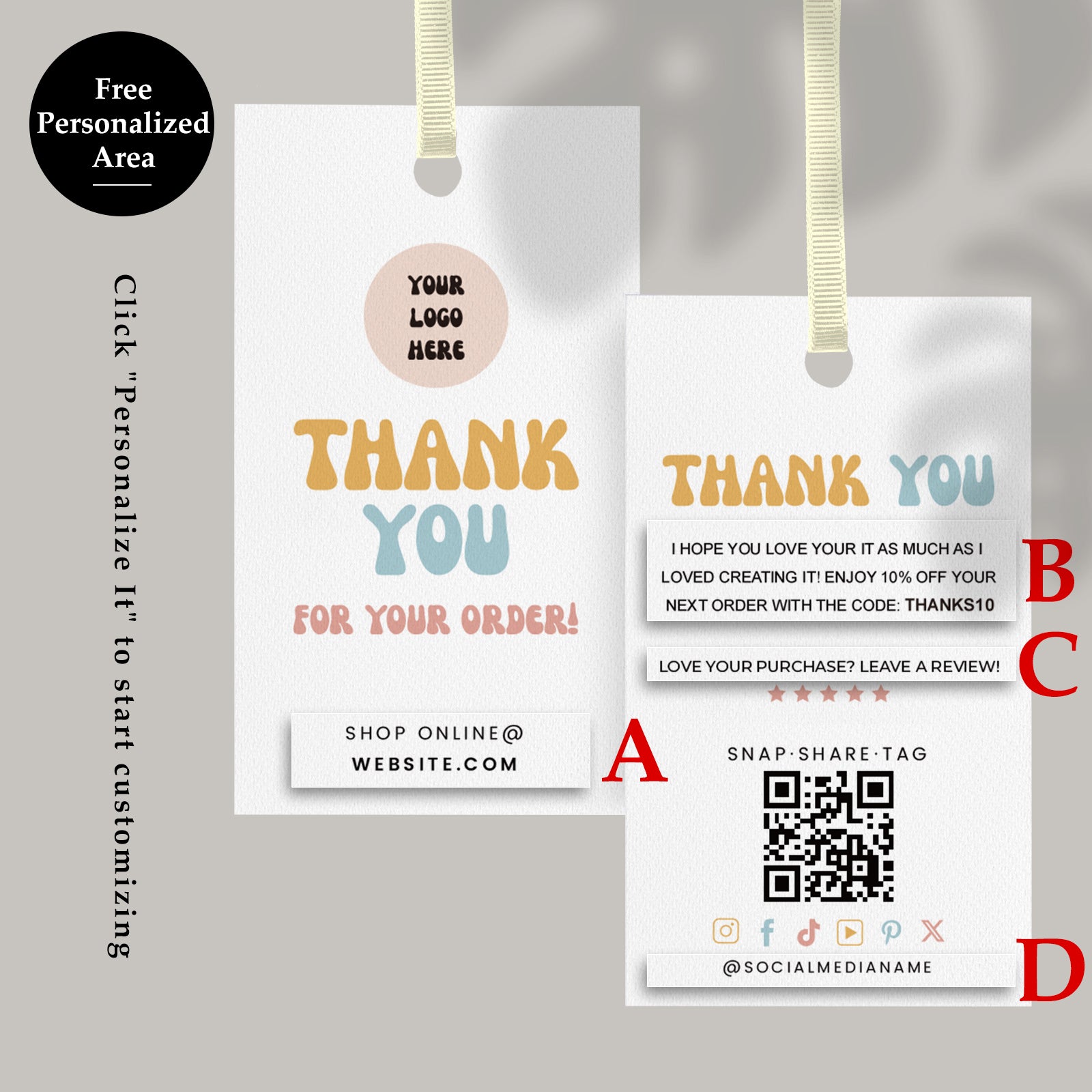 DISONTAG QR Code Editable Thank You Card Hang Tags - H5