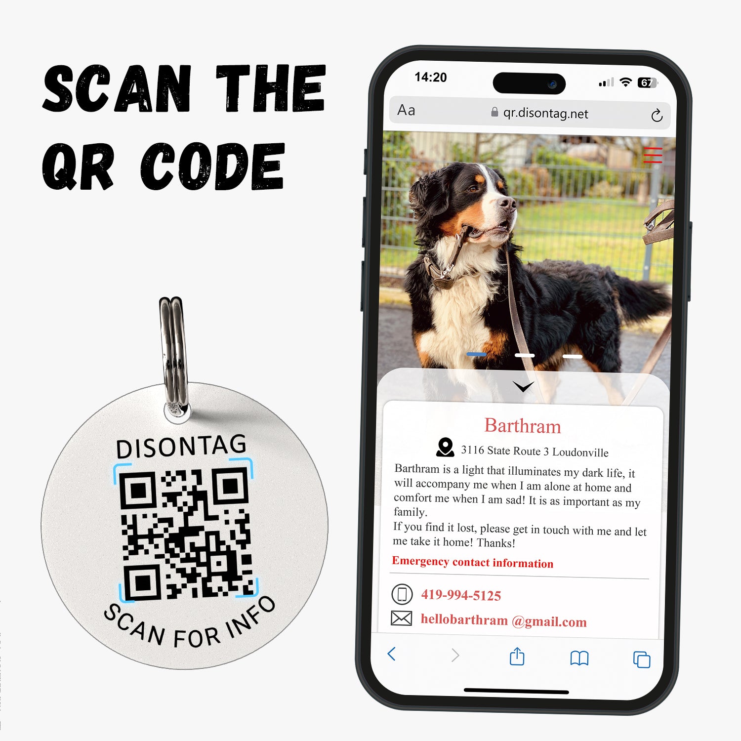 PVC QR pet tag-"CALL MY MOM"