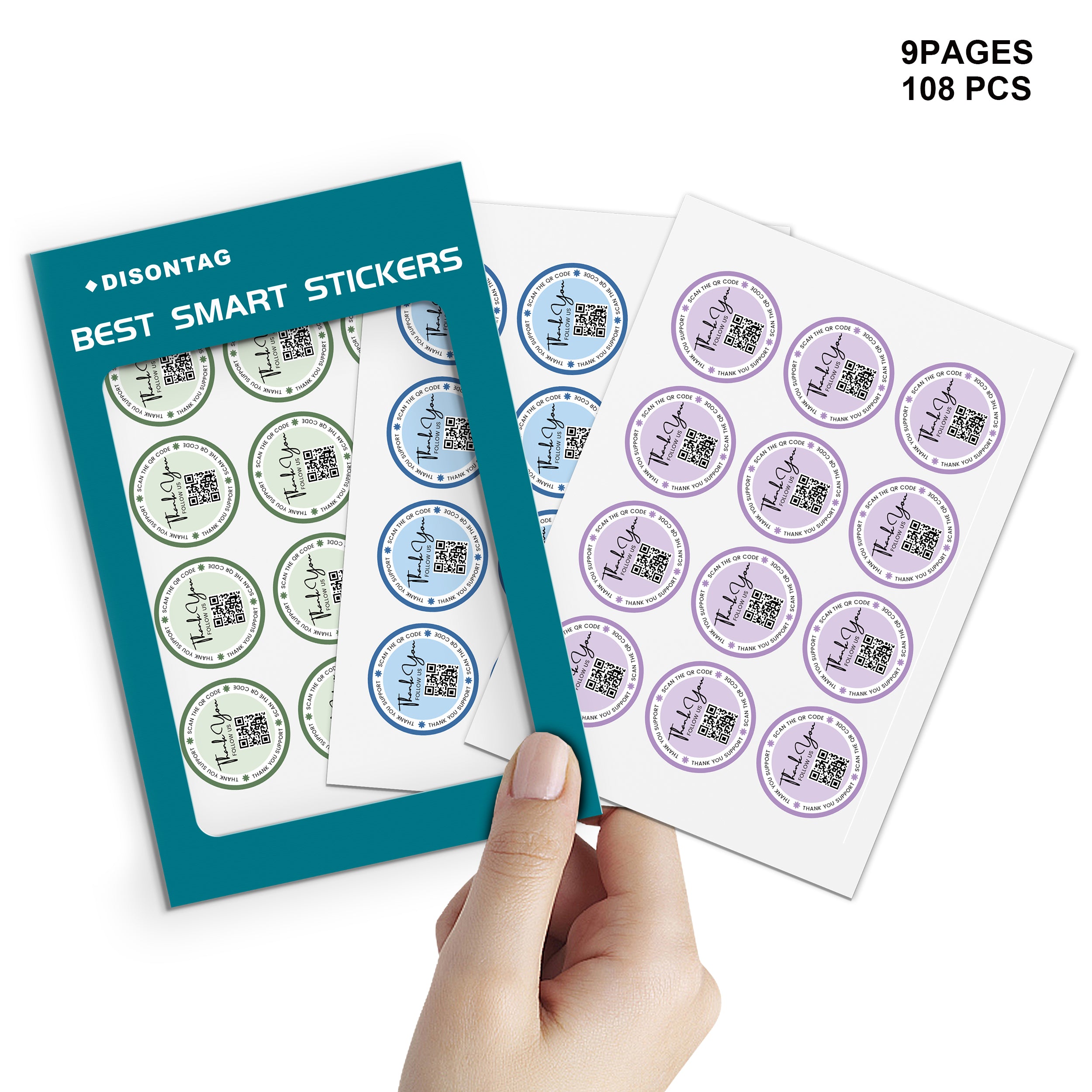 QR Thank You Stickers 108 PCS-color