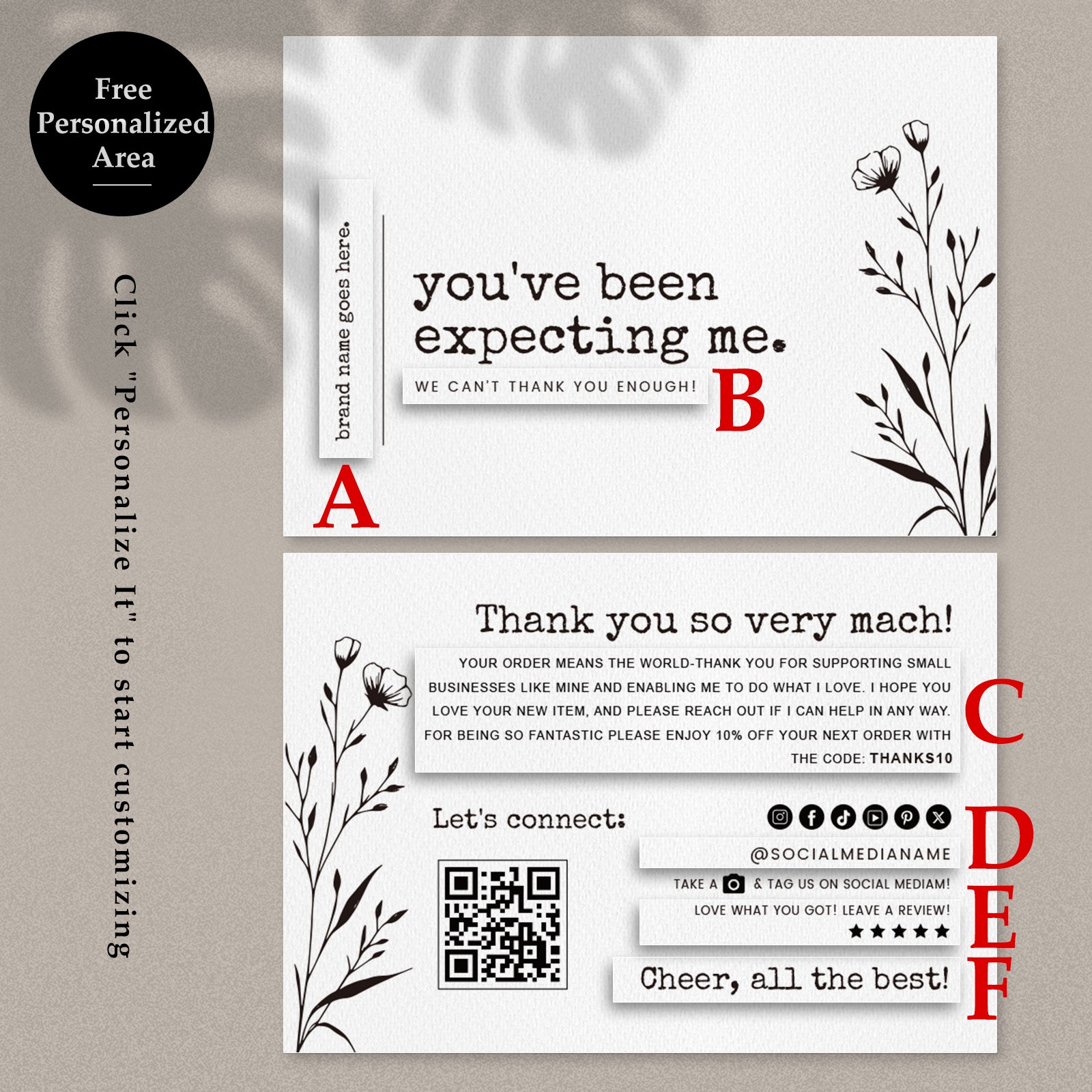 DISONTAG Small Business Editable Thank You Card - T15