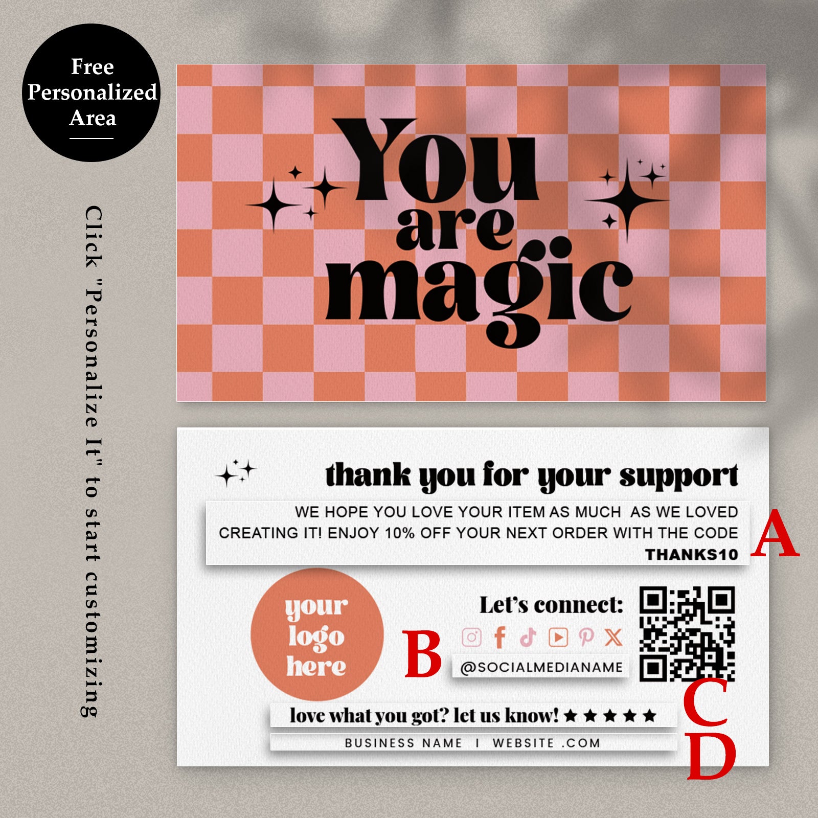 DISONTAG Small Business Editable Thank You Card - T7