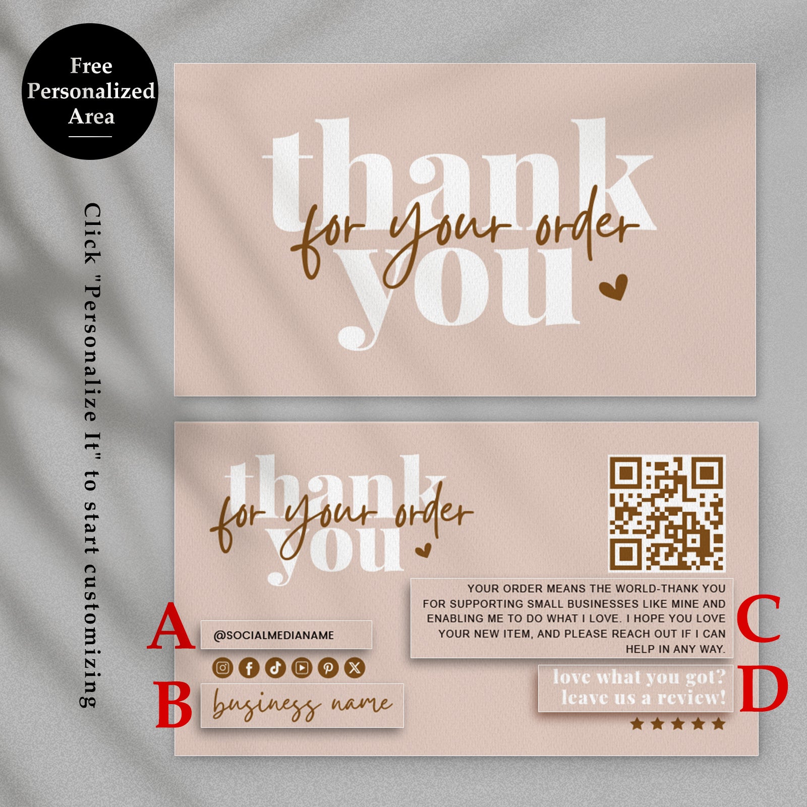 DISONTAG Small Business Editable Thank You Card - T3