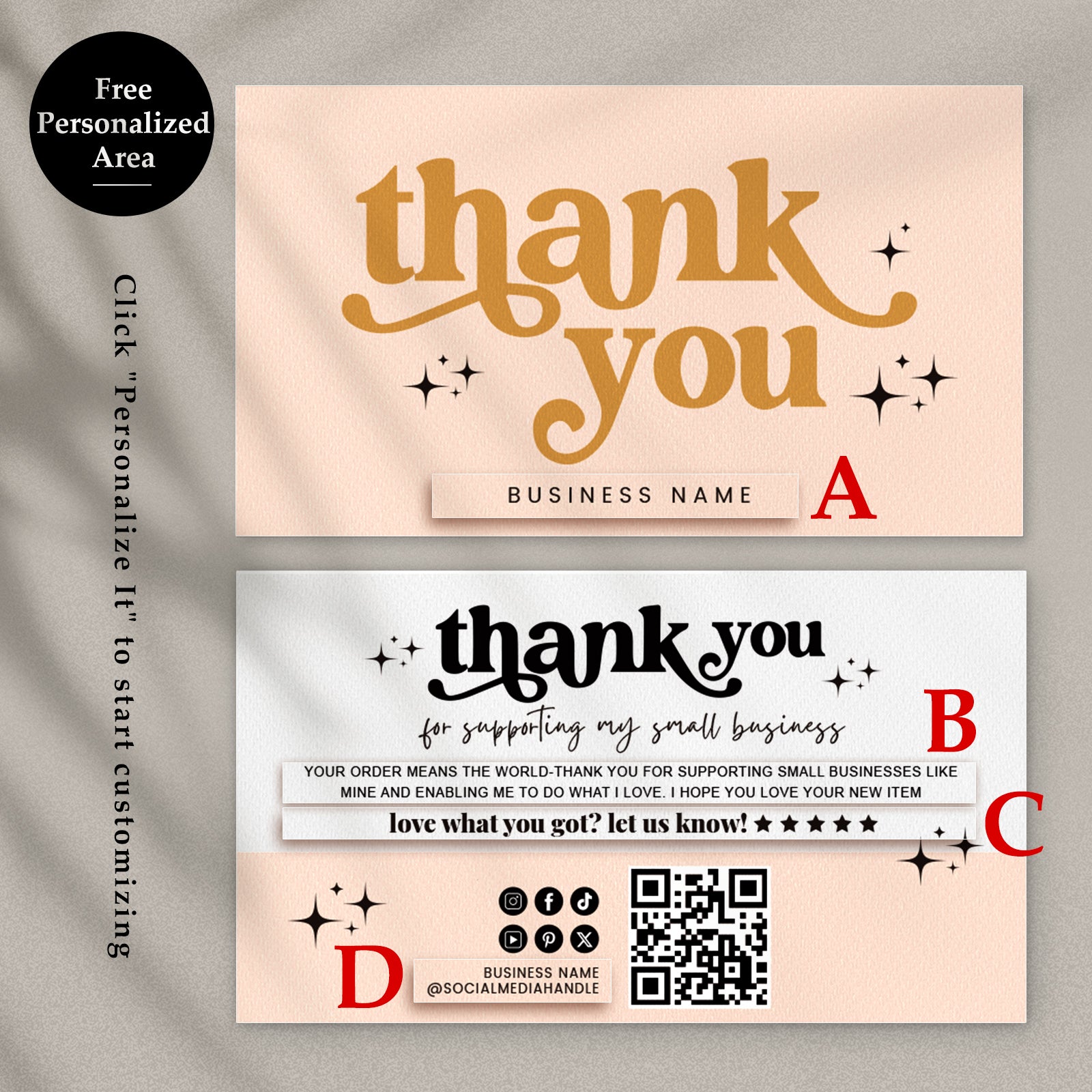 DISONTAG Small Business Editable Thank You Card - T1