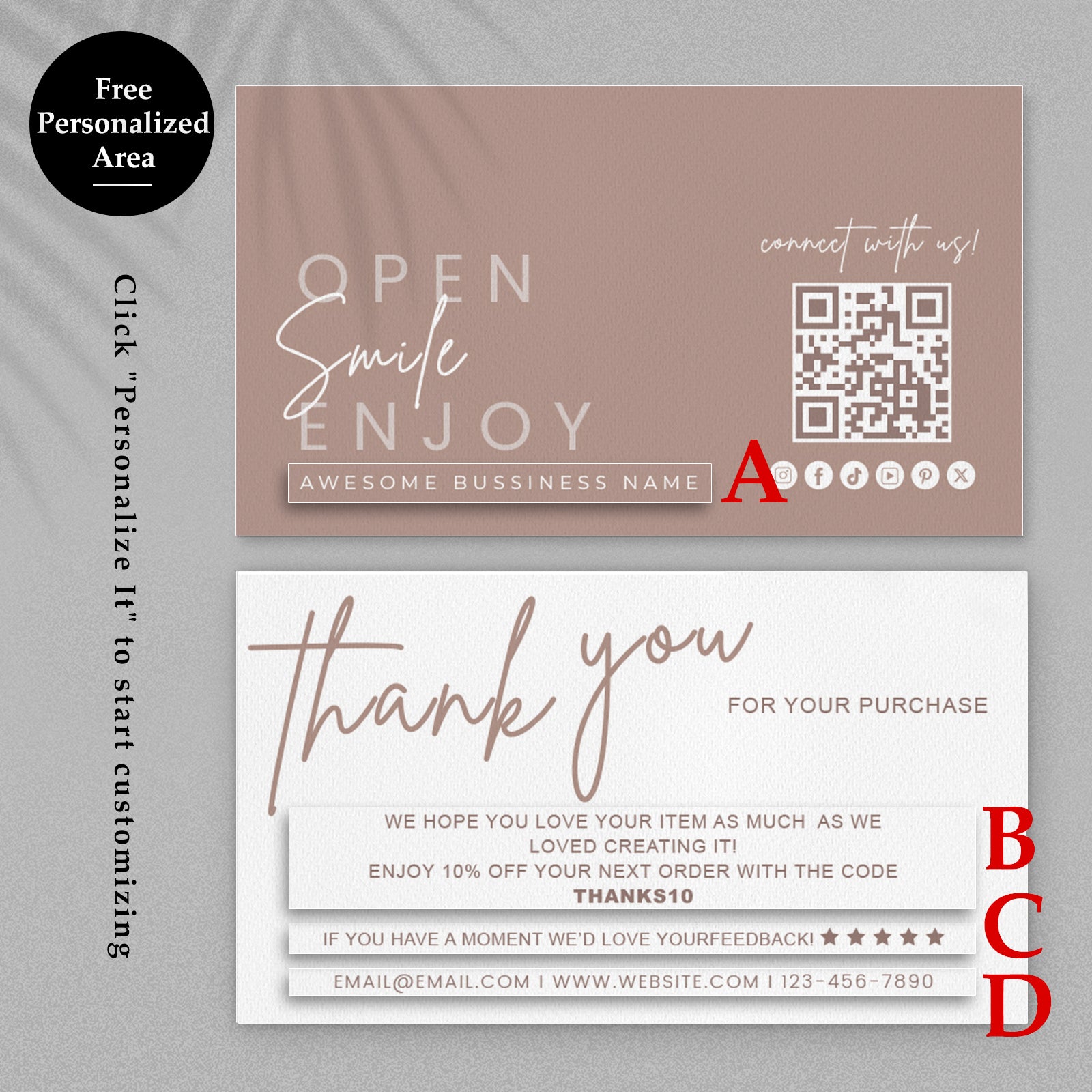 DISONTAG Small Business Editable Thank You Card - T5