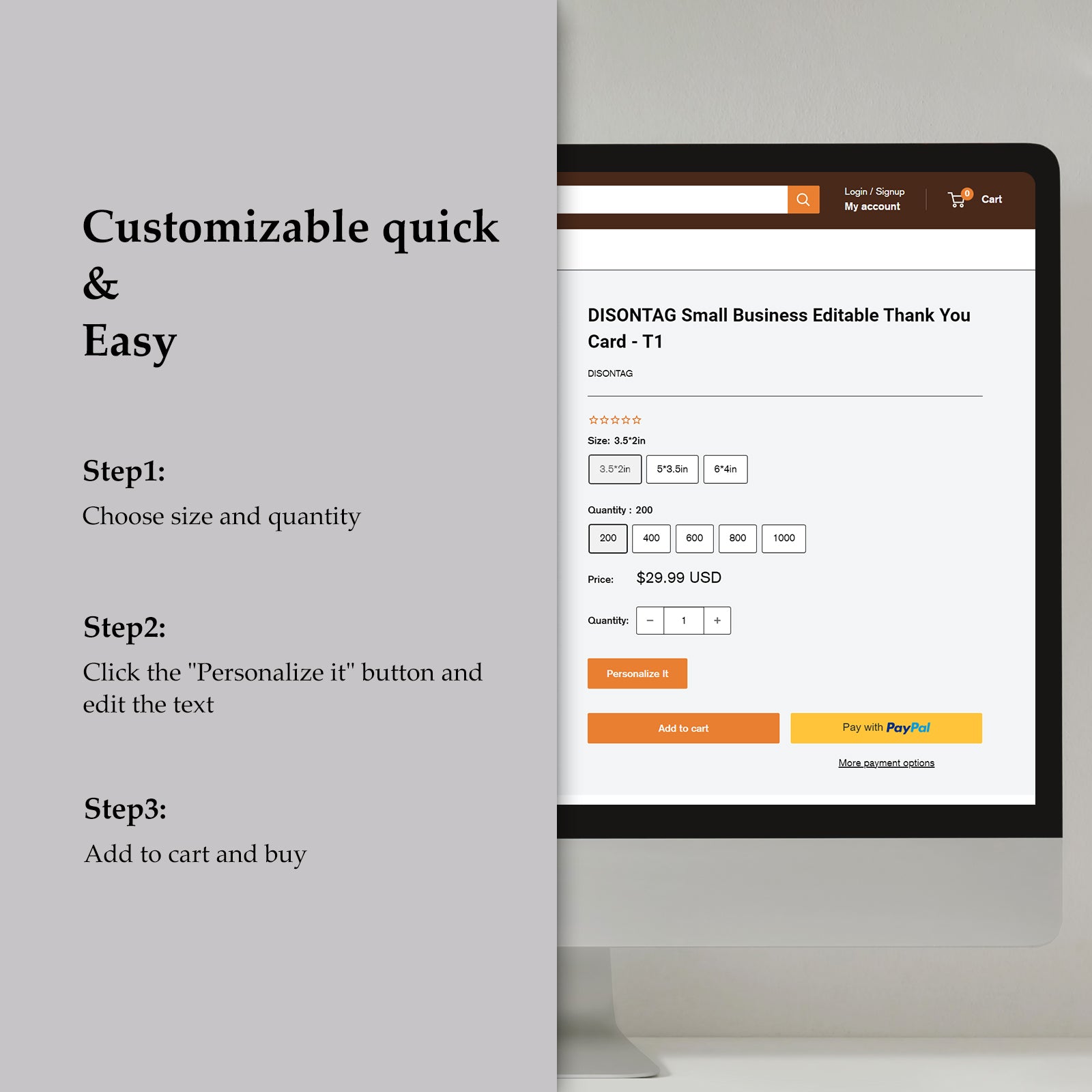 DISONTAG QR Code Editable Thank You Card Hang Tags - H8