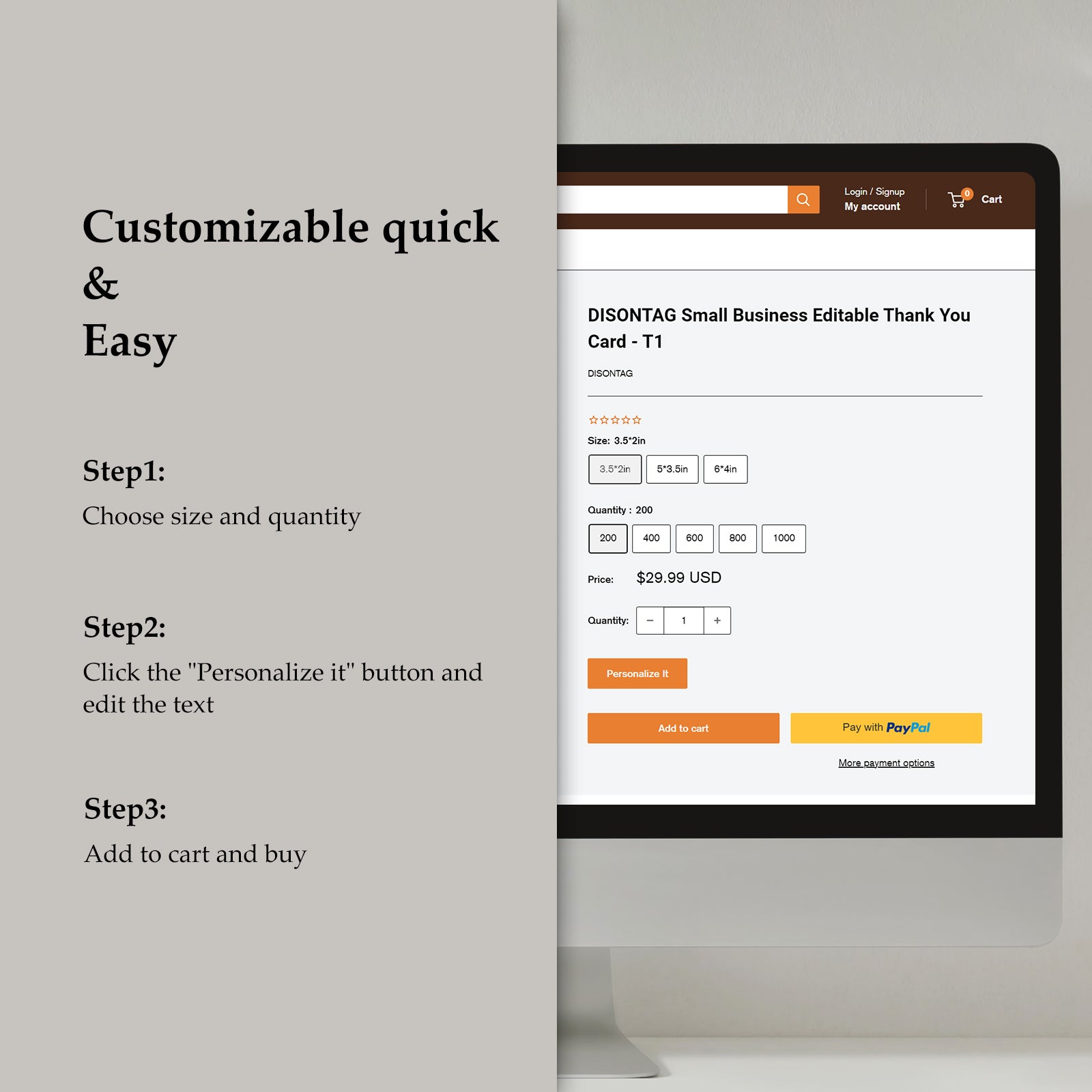 DISONTAG QR Code Editable Thank You Card Hang Tags - H10