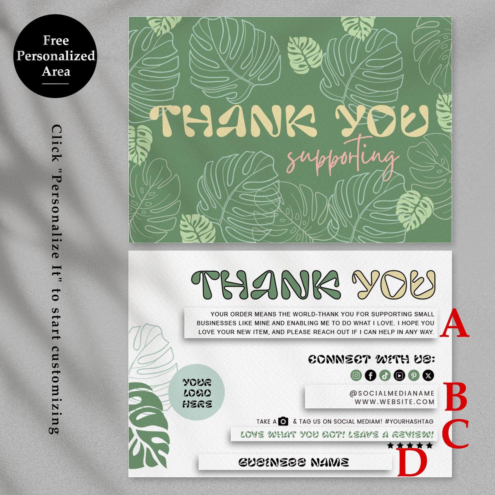 DISONTAG Small Business Editable Thank You Card - T19