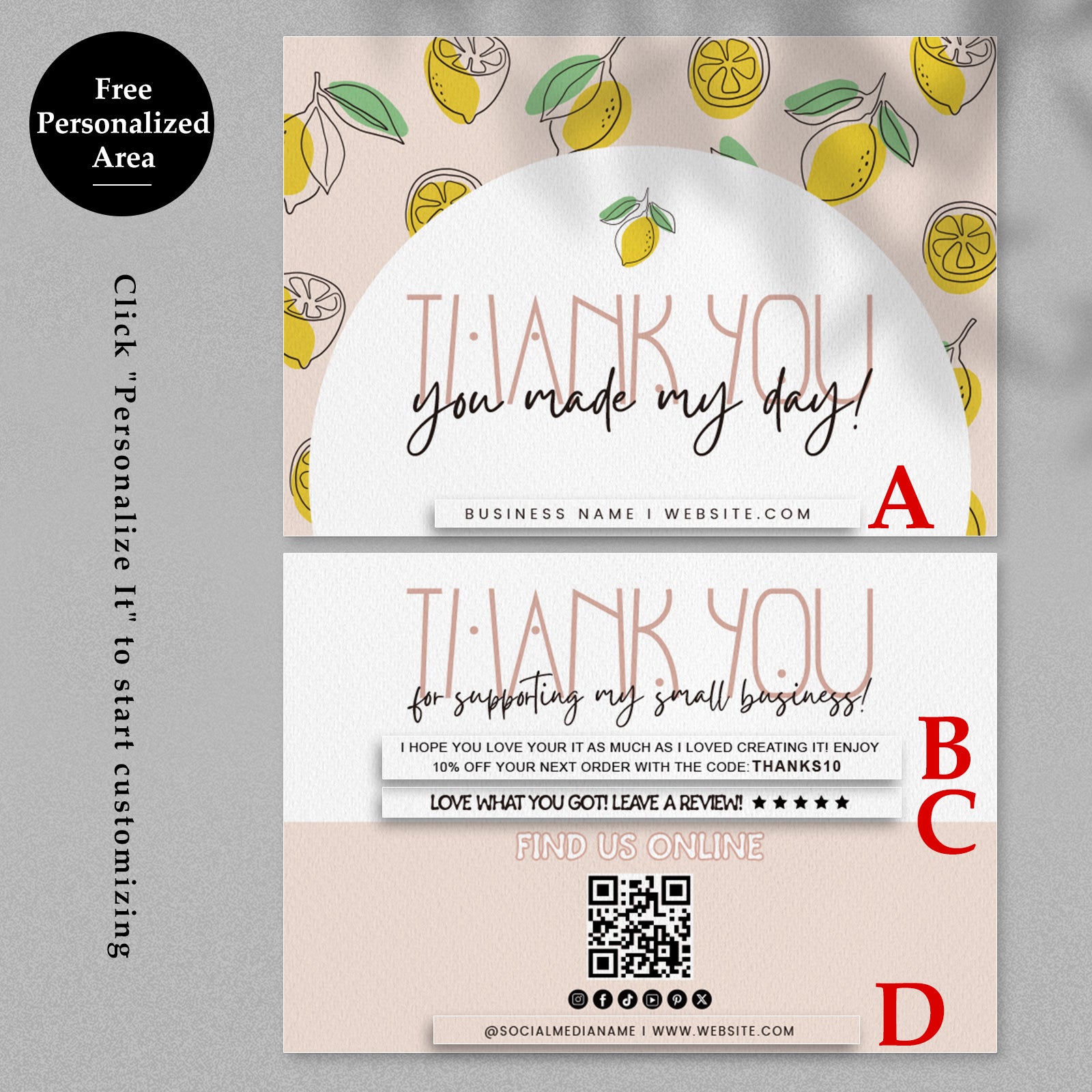 DISONTAG Small Business Editable Thank You Card - T17