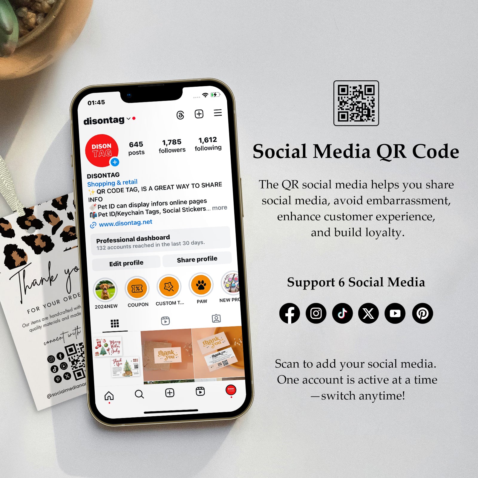 DISONTAG QR Code Editable Thank You Card Hang Tags - H2