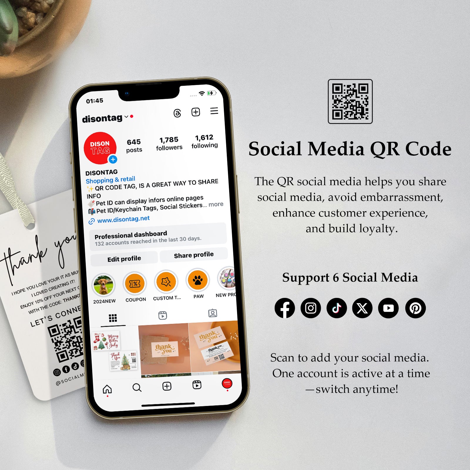 DISONTAG QR Code Editable Thank You Card Hang Tags - H12