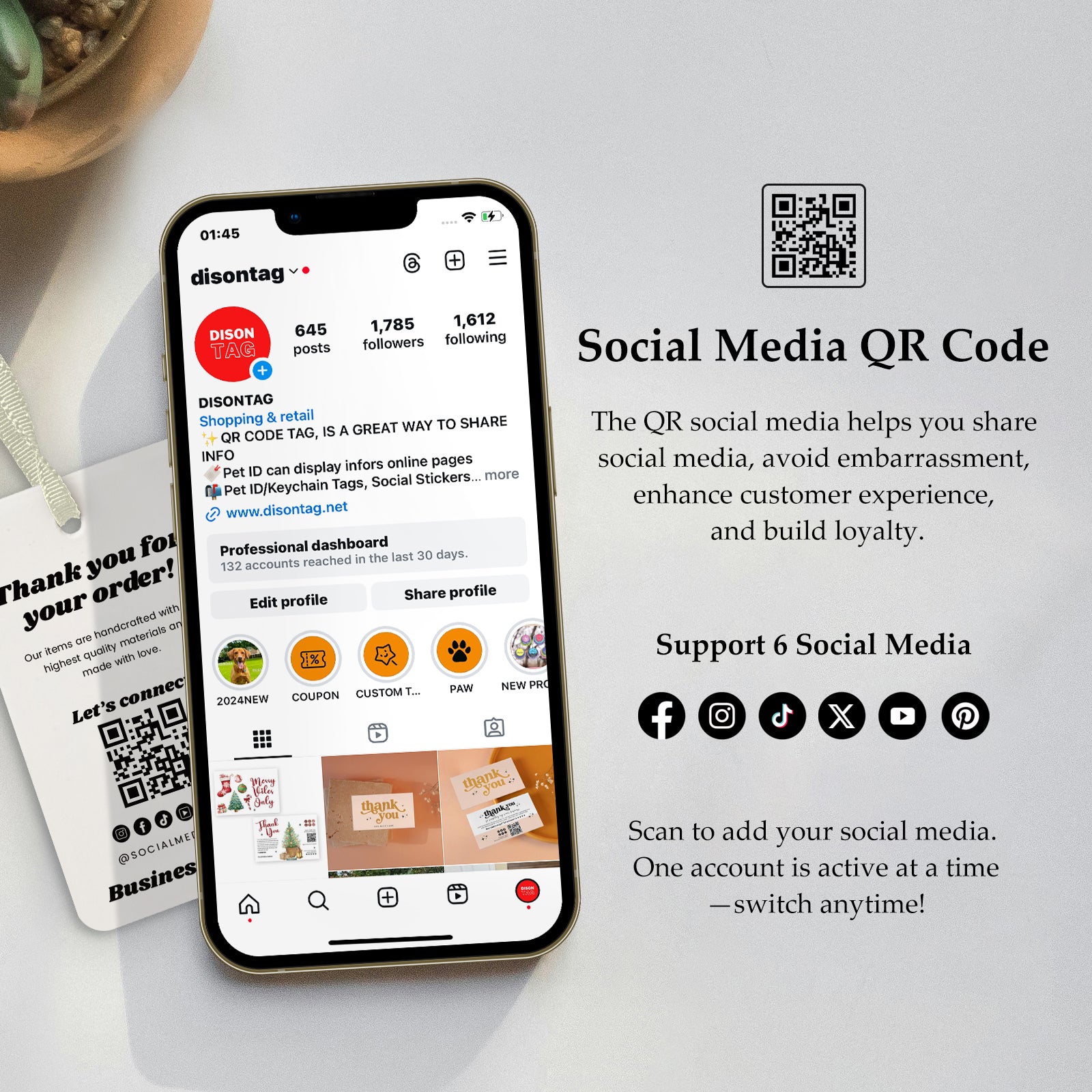 DISONTAG QR Code Editable Thank You Card Hang Tags - H14