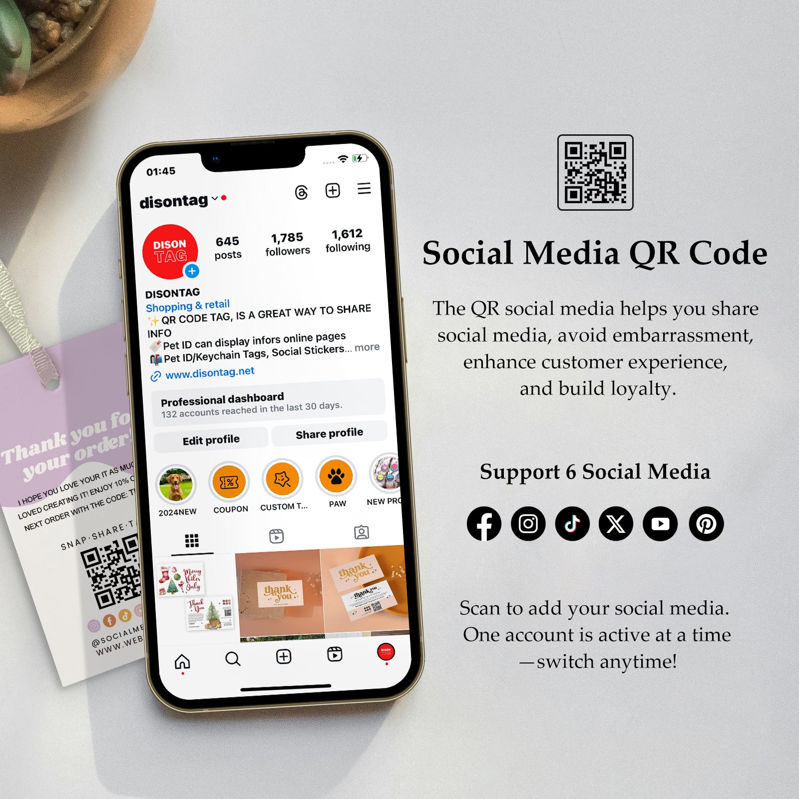 DISONTAG QR Code Editable Thank You Card Hang Tags - H4