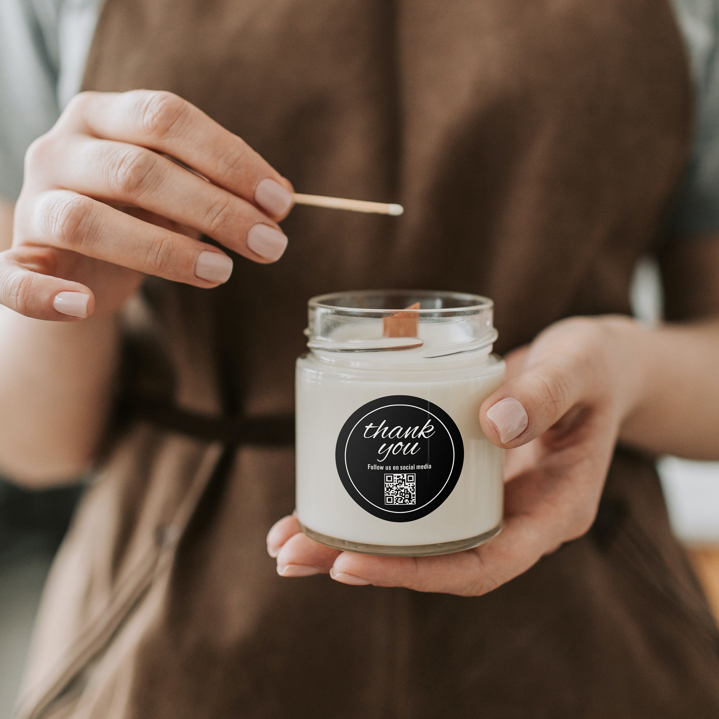 QR Thank You Stickers 108 PCS-black