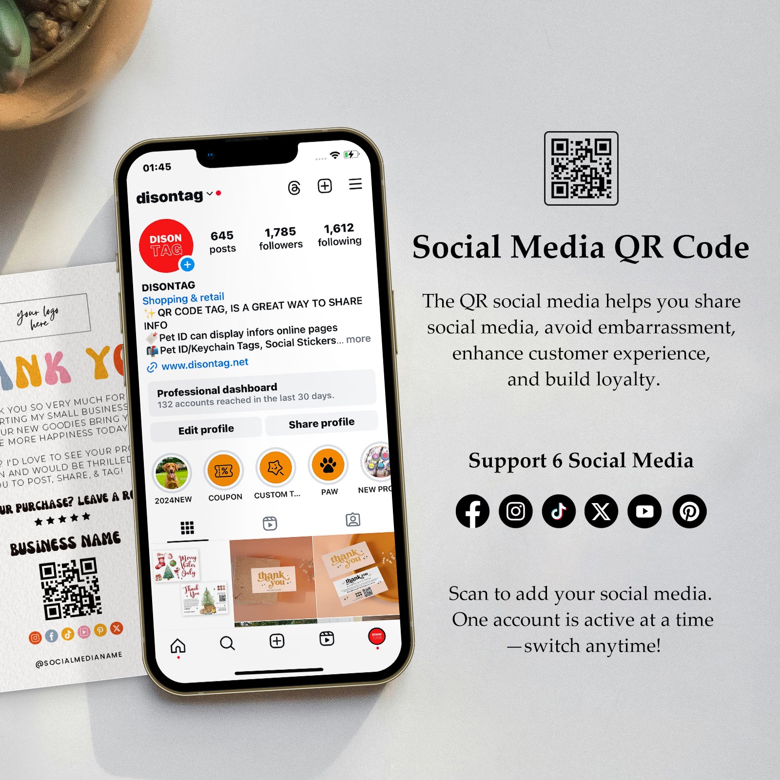 DISONTAG Small Business Editable Thank You Card - T21