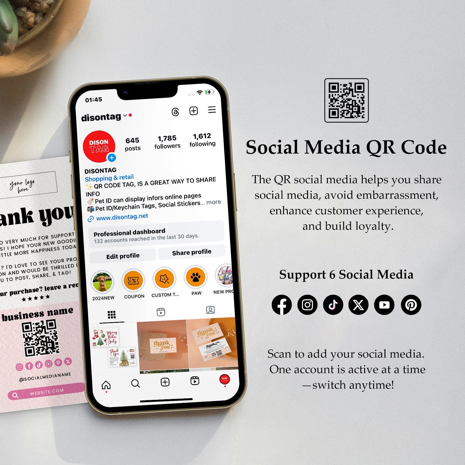 DISONTAG Small Business Editable Thank You Card - T26